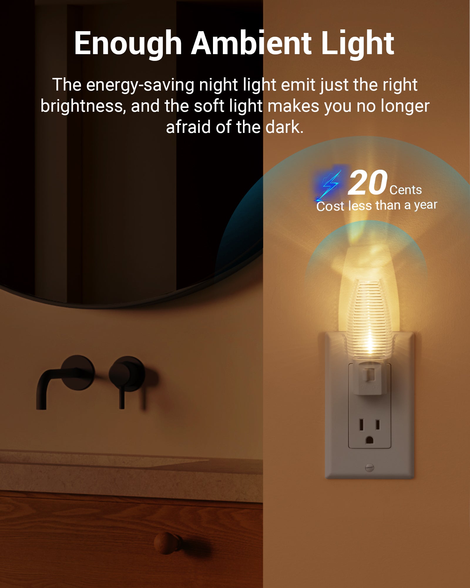 DEWENWILS 6-Pack LED Night Light Plug in, with Manual Switch, Night Lights for Kids Bedroom, Bathroom,Hallway, Stairs Warm White-WHSNL01A
