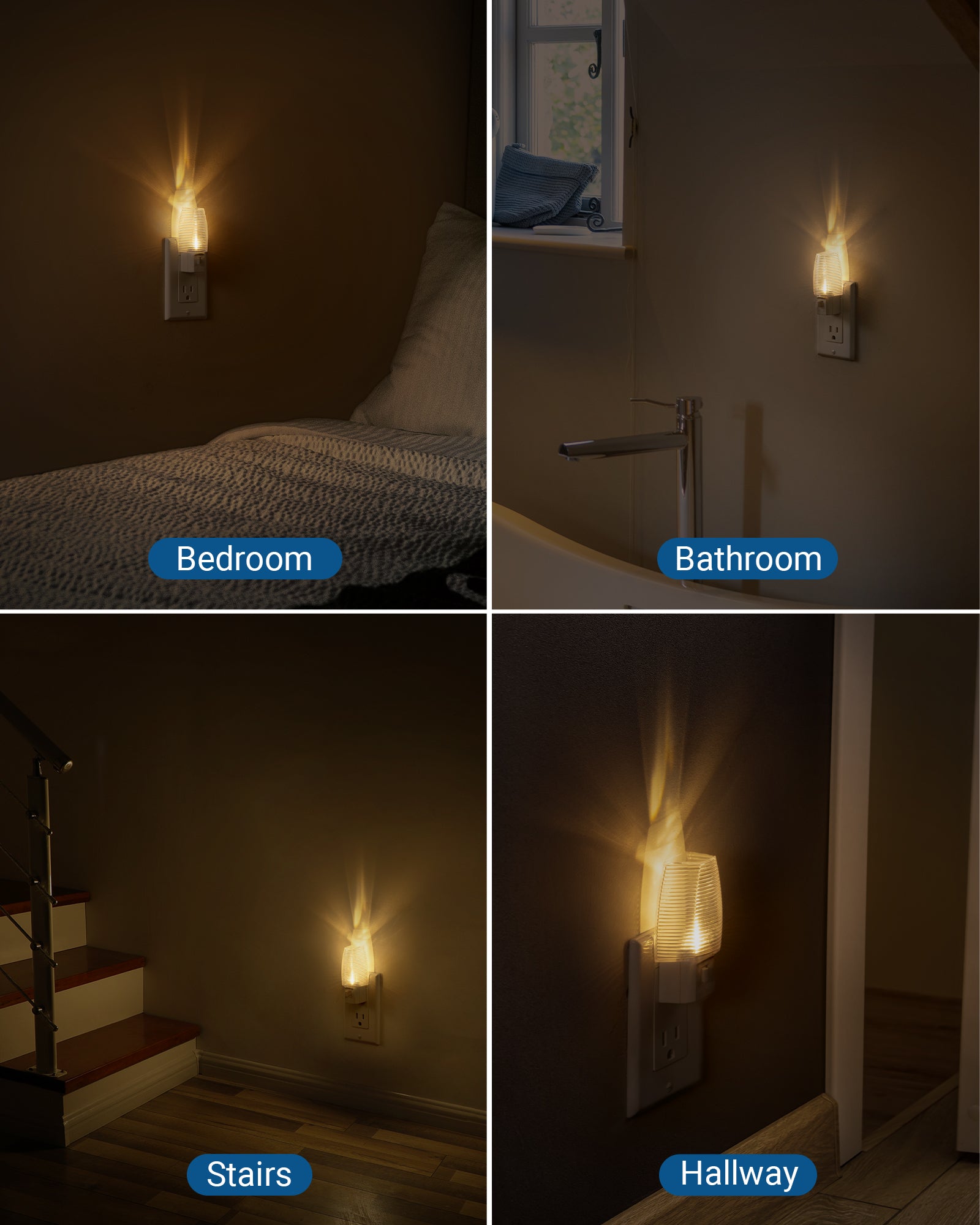 DEWENWILS 6-Pack LED Night Light Plug in, with Manual Switch, Night Lights for Kids Bedroom, Bathroom,Hallway, Stairs Warm White-WHSNL01A
