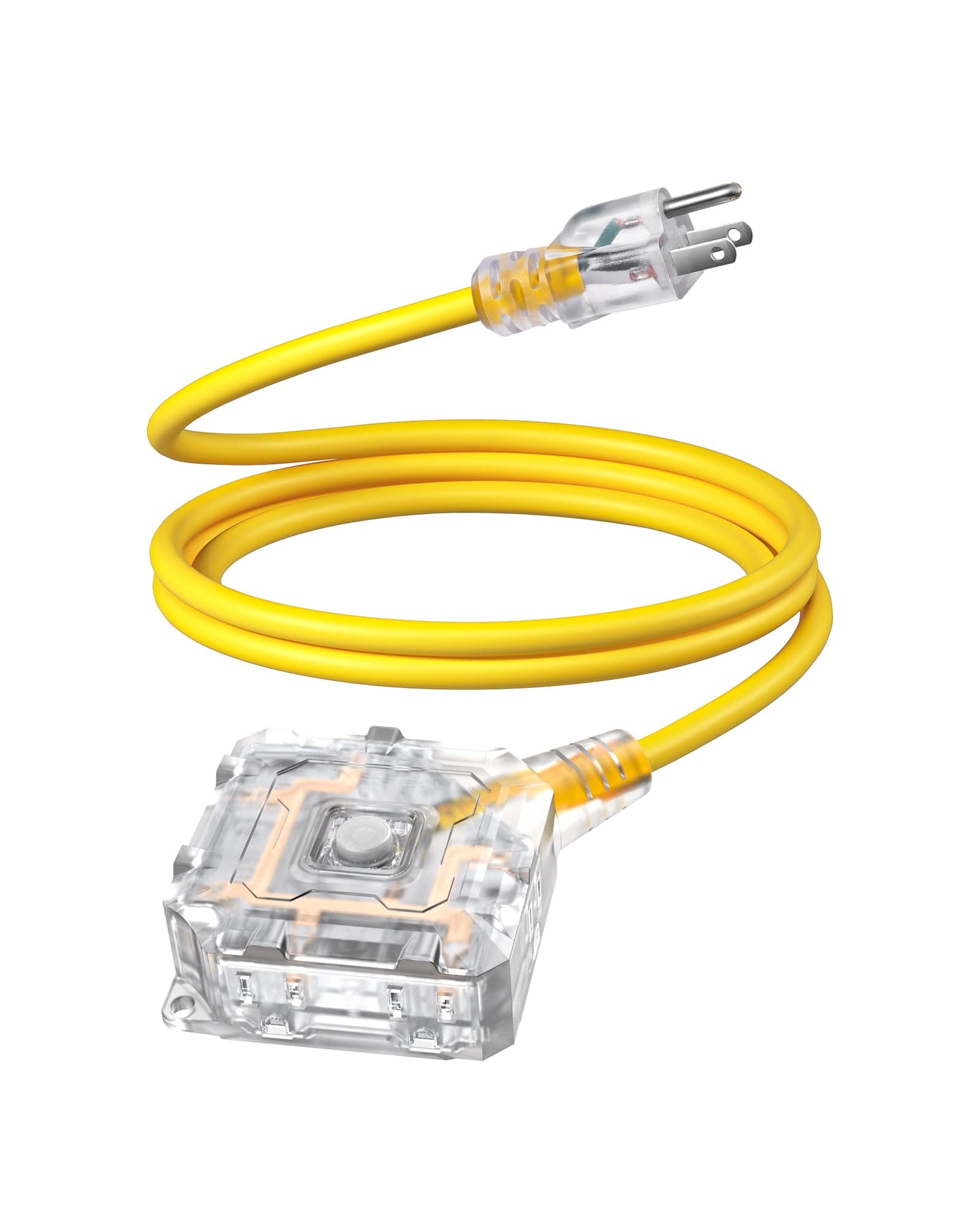 DEWENWILS 6FT Outdoor Heavy Duty Extension Cord, 14 AWG SJTW Power Cord with Dust-Proof & Waterproof Switch, 6 Outlets Transparent Plug Tail for Multiple Devices, 15A/125V/1875W-HSOY06A