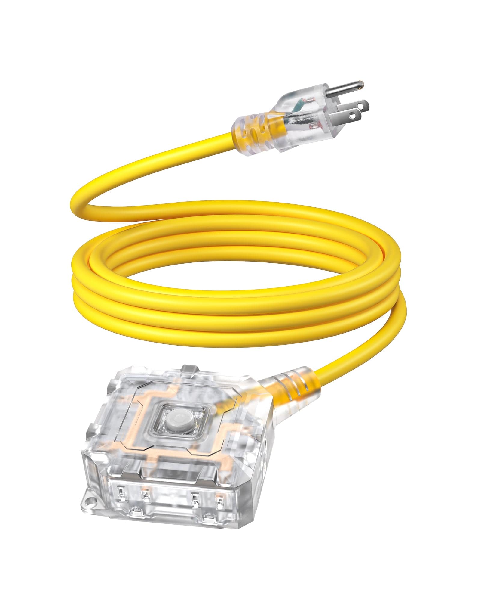 DEWENWILS 10FT Outdoor Heavy Duty Extension Cord, 14 AWG SJTW Power Cord with Dust-Proof & Waterproof Switch, 6 Outlets Transparent Plug Tail for Multiple Devices, 15A/125V/1875W-HSOY10A