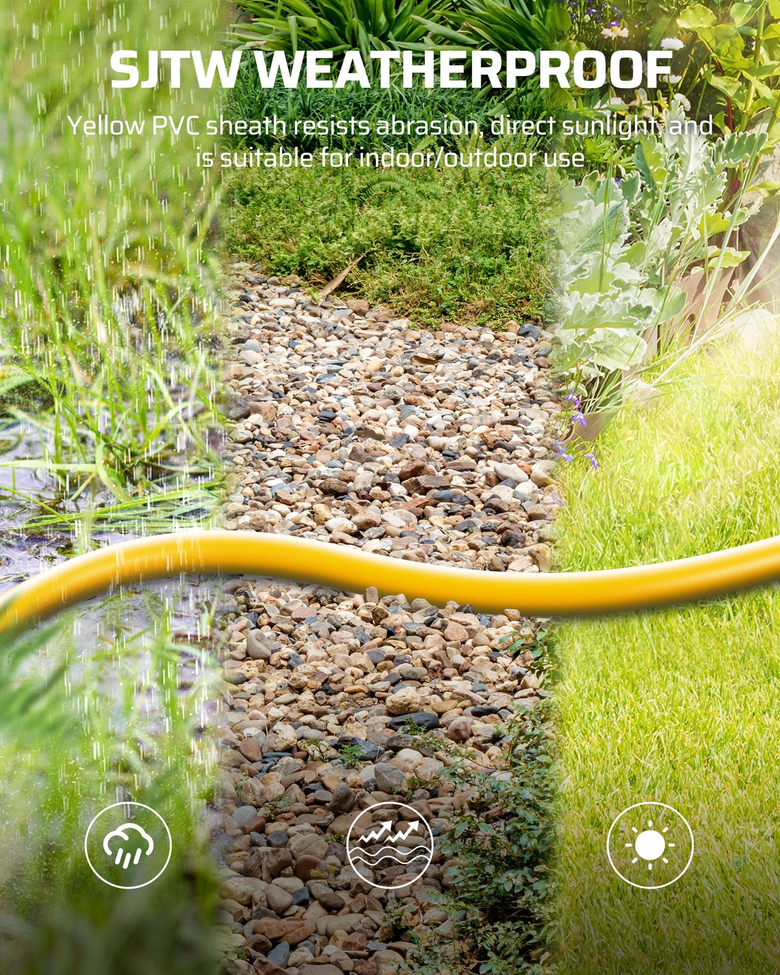 DEWENWILS 25FT Outdoor Heavy Duty Extension Cord, 14 AWG SJTW Power Cord with Dust-Proof & Waterproof Switch, 6 Outlets Transparent Plug Tail for Multiple Devices, 15A/125V/1875W-HSOY25A