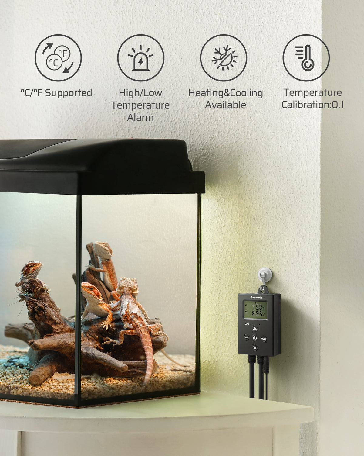 DEWENWILS Digital Temperature Controller Thermostat Outlet with Heating & Cooling Mode for Chest Freezer, Home Brewing, Green House, Incubation, Reptiles, 14-140°F, 120V/10A/1200W-HTCS01A1