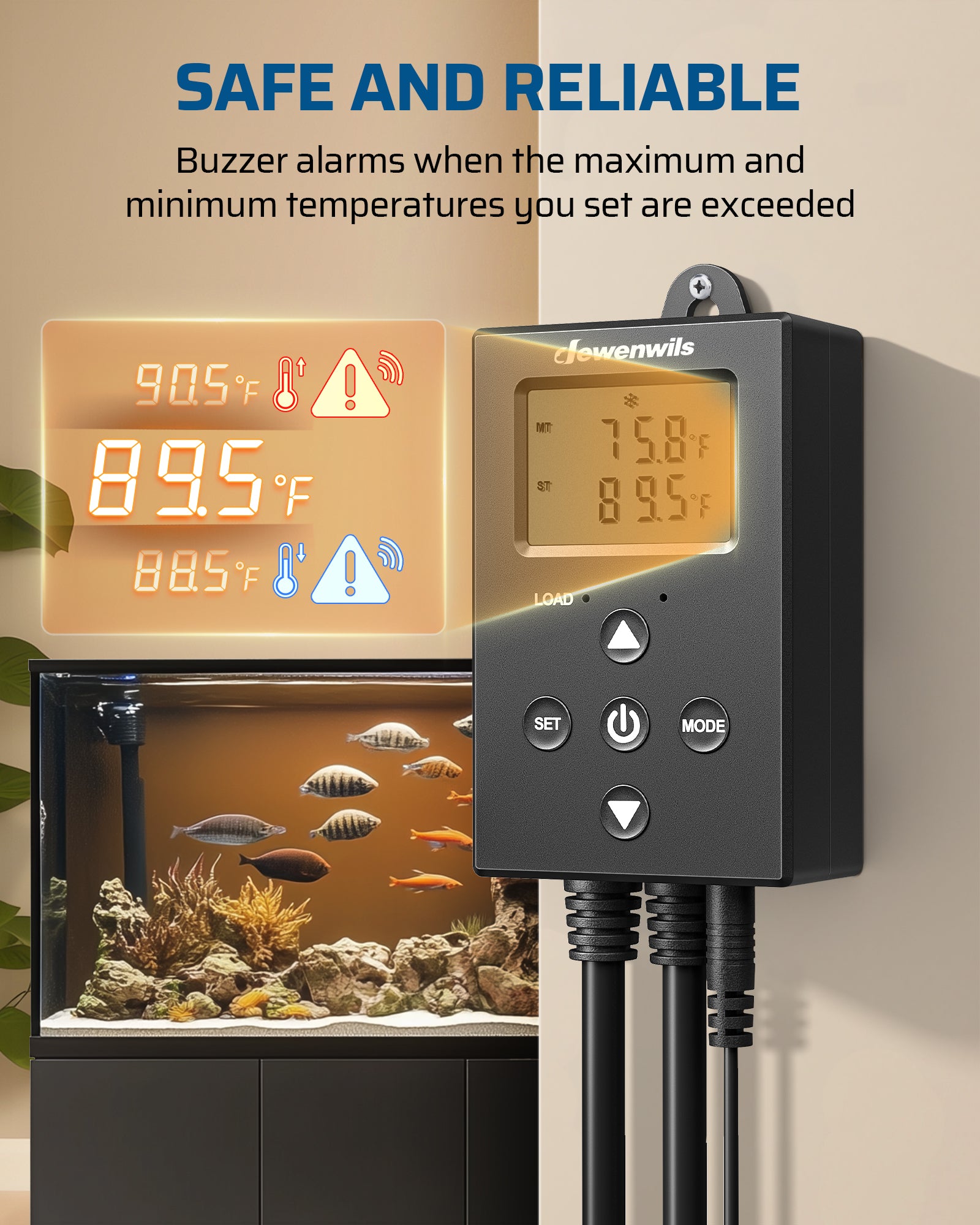 DEWENWILS Digital Temperature Controller Thermostat Outlet with Heating & Cooling Mode for Chest Freezer, Home Brewing, Green House, Incubation, Reptiles, 14-140°F, 120V/10A/1200W-HTCS01A1