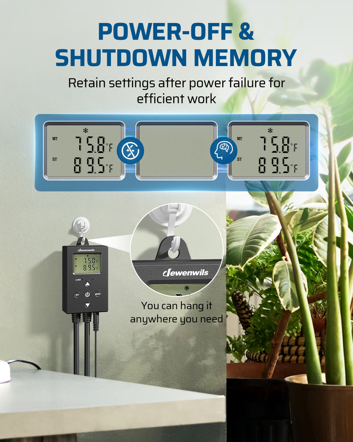 DEWENWILS Digital Temperature Controller Thermostat Outlet with Heating & Cooling Mode for Chest Freezer, Home Brewing, Green House, Incubation, Reptiles, 14-140°F, 120V/10A/1200W-HTCS01A1