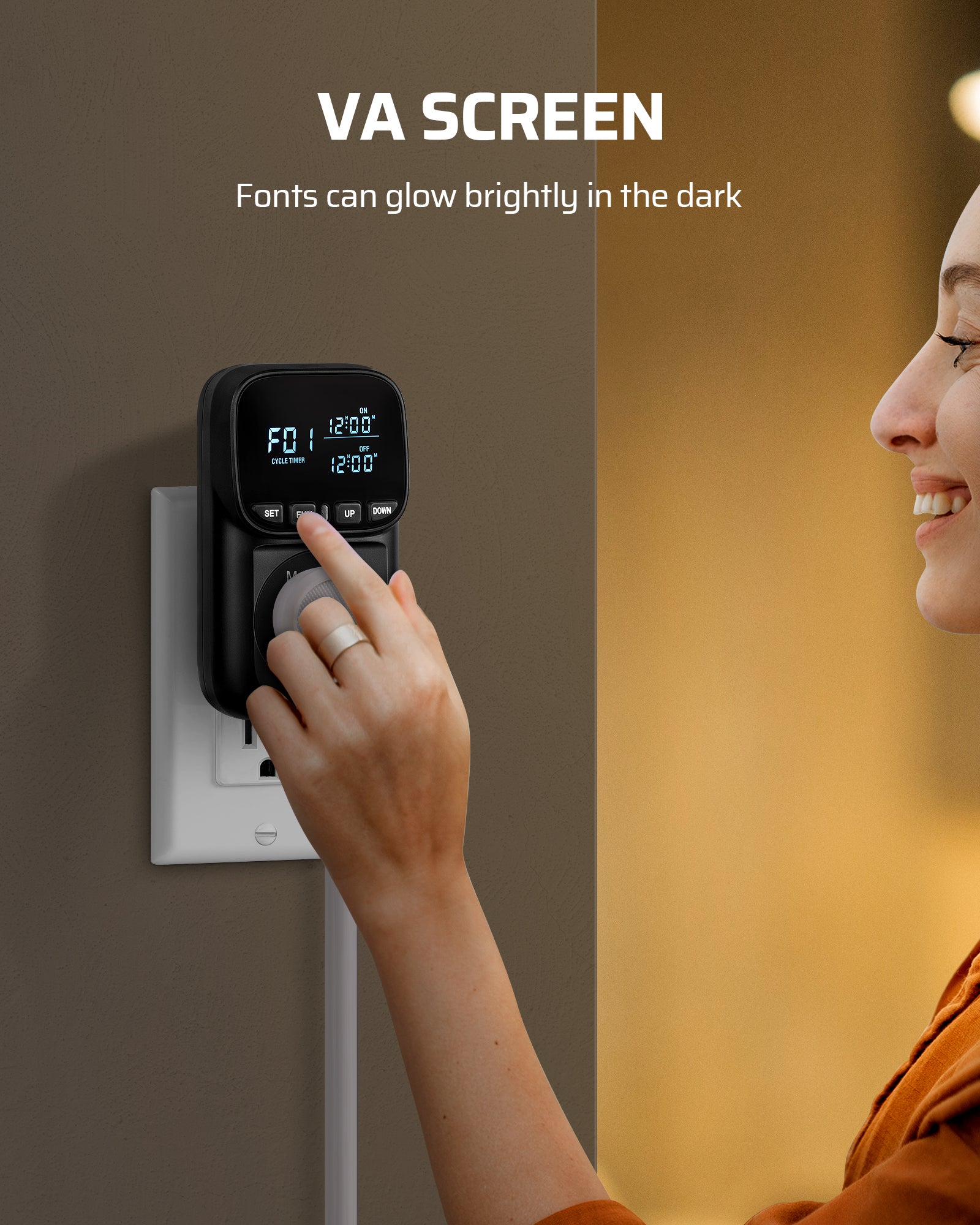 DEWENWILS Digital Temperature Controller, Heavy Duty 15A/1800W Thermostat Outlet Plug, VA Display Heating Cooling Control Timer, -40℉~210℉, Cyclic Timing/Countdown, for Greenhouse Incubator, Black-HTCS02B