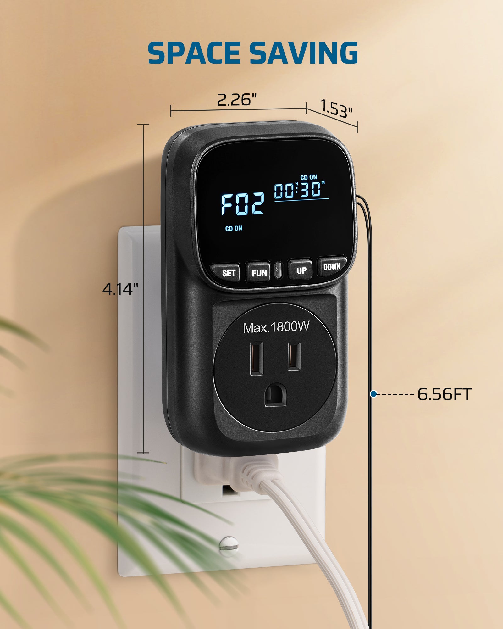 DEWENWILS Digital Temperature Controller, Heavy Duty 15A/1800W Thermostat Outlet Plug, VA Display Heating Cooling Control Timer, -40℉~210℉, Cyclic Timing/Countdown, for Greenhouse Incubator, Black-HTCS02B
