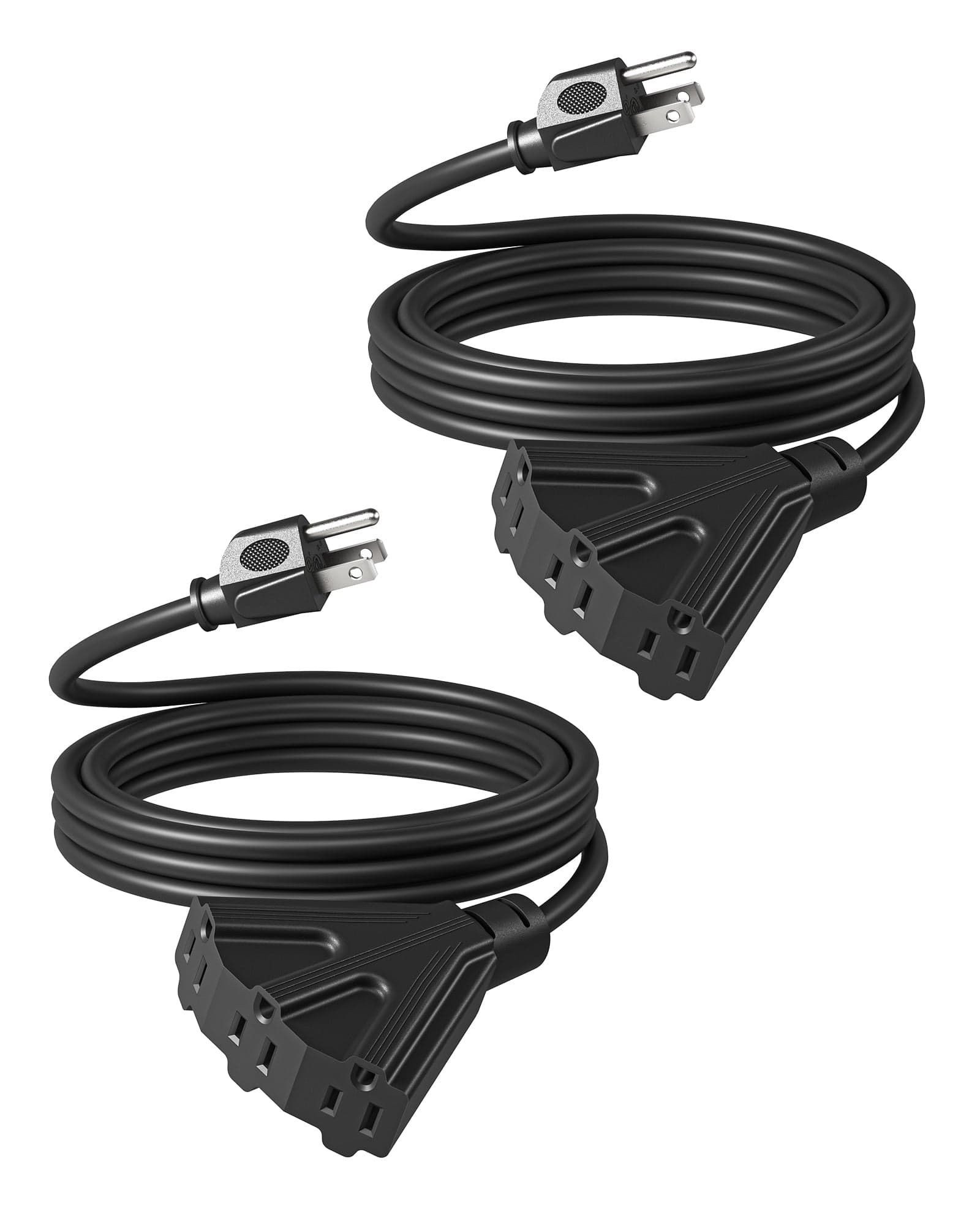 DEWENWILS 10ft Outdoor Tri-Tap Extension Cord Splitter, Weatherproof 16/3 SJTW Power Cable for Holiday Decoration and Landscaping String Lights (2 Pack)-HTOB10A1