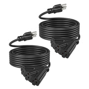 DEWENWILS 25ft Tri-Tap Extension Cord, 16/3 SJTW Power Cable, Weatherproof, Heavy Duty Extension Cord for Holiday Decoration and Landscaping Lights (2 Pack)-HTOB25A
