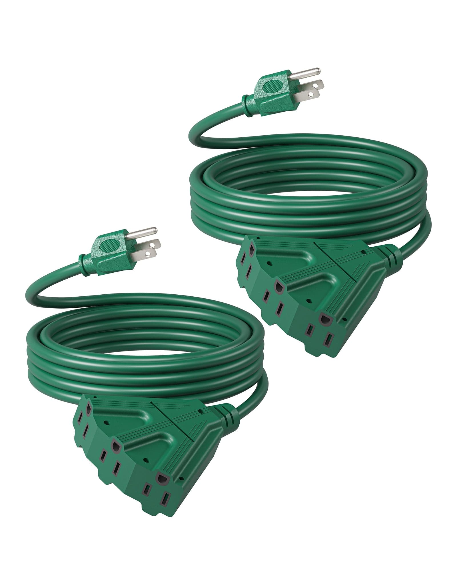 DEWENWILS 10ft Outdoor Tri-Tap Extension Cord Splitter, Weatherproof 16/3 SJTW Power Cable for Holiday Decoration and Landscaping Lights (2 Pack)-HTOG10A