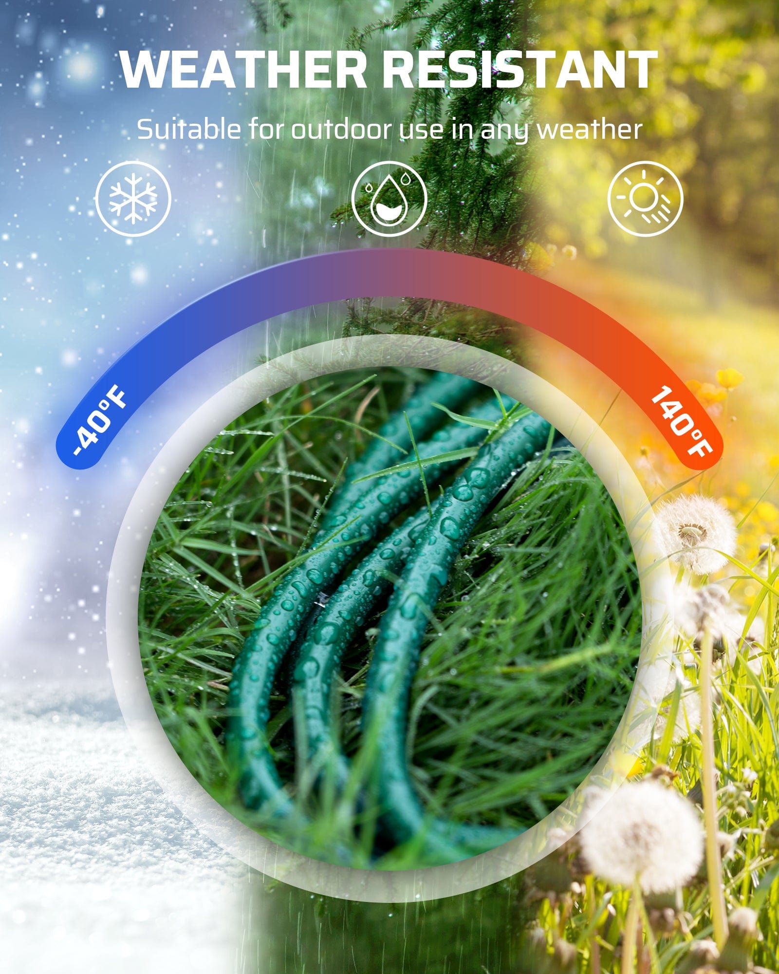 DEWENWILS 15ft Outdoor Extension Cord, Weatherproof 16/3 SJTW Power Cable for String Lights and Landscaping String Lights (2 Pack)-HTOG15A