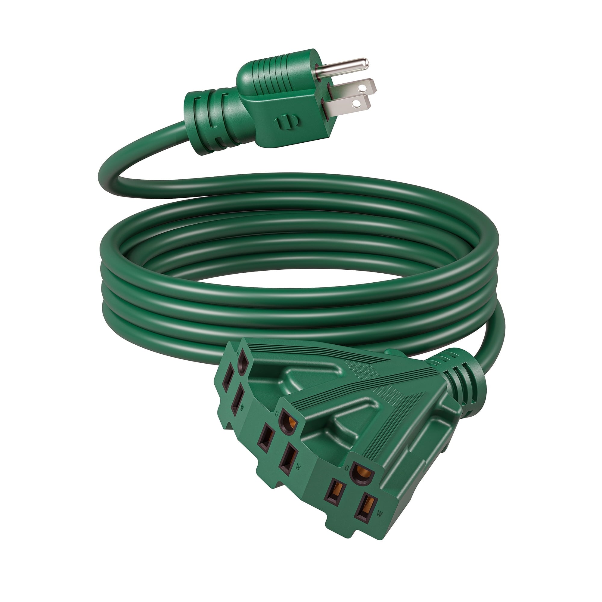 DEWENWILS 12 ft Outdoor Extension Cord with Multiple 3 Outlets 3 Prong 16 AWG SJTW for Outside Green Color