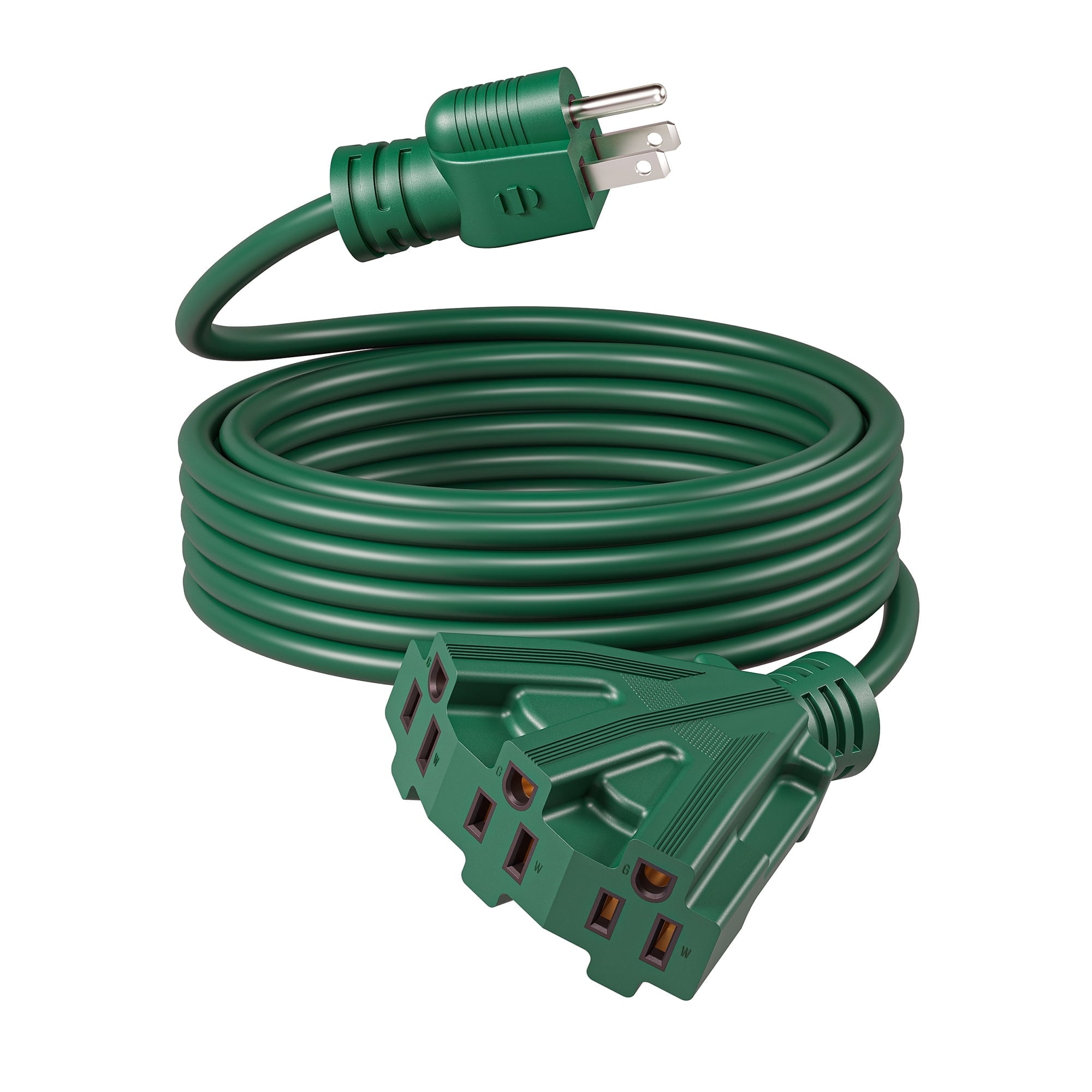 DEWENWILS 20 ft Outdoor Extension Cord with Multiple 3 Outlets 3 Prong 16 AWG SJTW for Outside Green Color