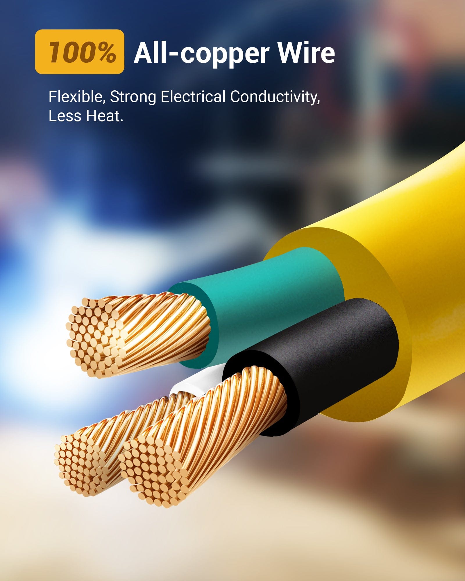 DEWENWILS 6 Ft Extension Cord with 15A Overload Protector, 12/3 Gauge Outdoor Tri-Tap Extension Cord Splitter, Heavy Duty Power Cord Extension with 3 Electrical Power Outlets, 125V/1875W-HTOY06B