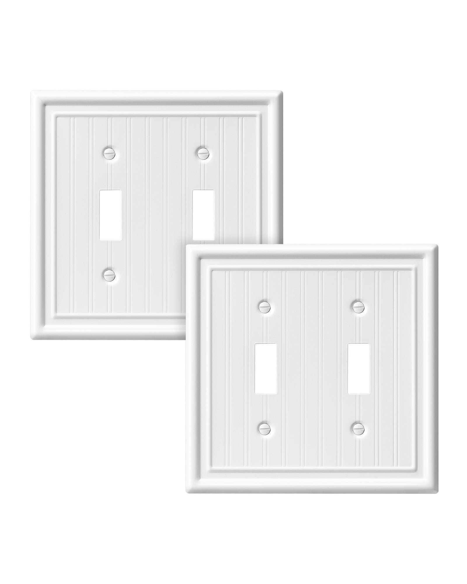 DEWENWILS 2-Pack White Outlet Covers & Switch Plates — Decorative Metal Wall Plates for Light Switches & Double Toggle (1-Gang Standard Size)-HTTP08C