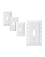 DEWENWILS 4 Pack Metal Outlet Covers, Single Toggle Wall Plate Cover, Classic White Finish Light Switch Cover Plates, 4.92"×3.14" Sunken Pearls Decorative Wall Plates Electrical Outlets-HTWP03C