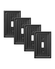 DEWENWILS 4-Pack Black Outlet Covers & Switch Plates — Decorative Metal Wall Plates for Toggle Light Switches (1-Gang Standard Size)-HTWP08D