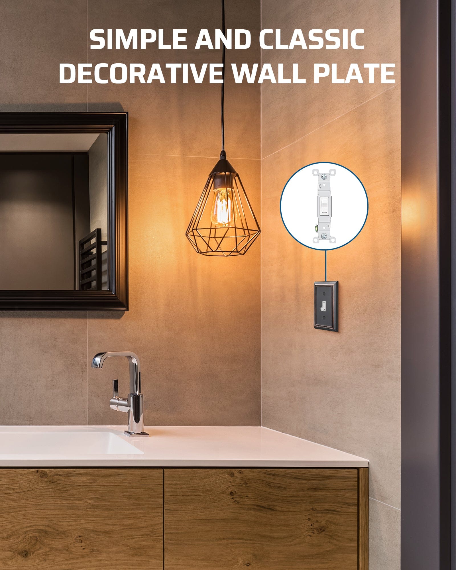 DEWENWILS Single Toggle Wall Plates, Aged Bronze Metal Light Switch Cover Plates, 4.92" x 3.14" Outlet Wall Plates, Switch Plate Covers for Home Decor, 2 Pack-HTWP12B