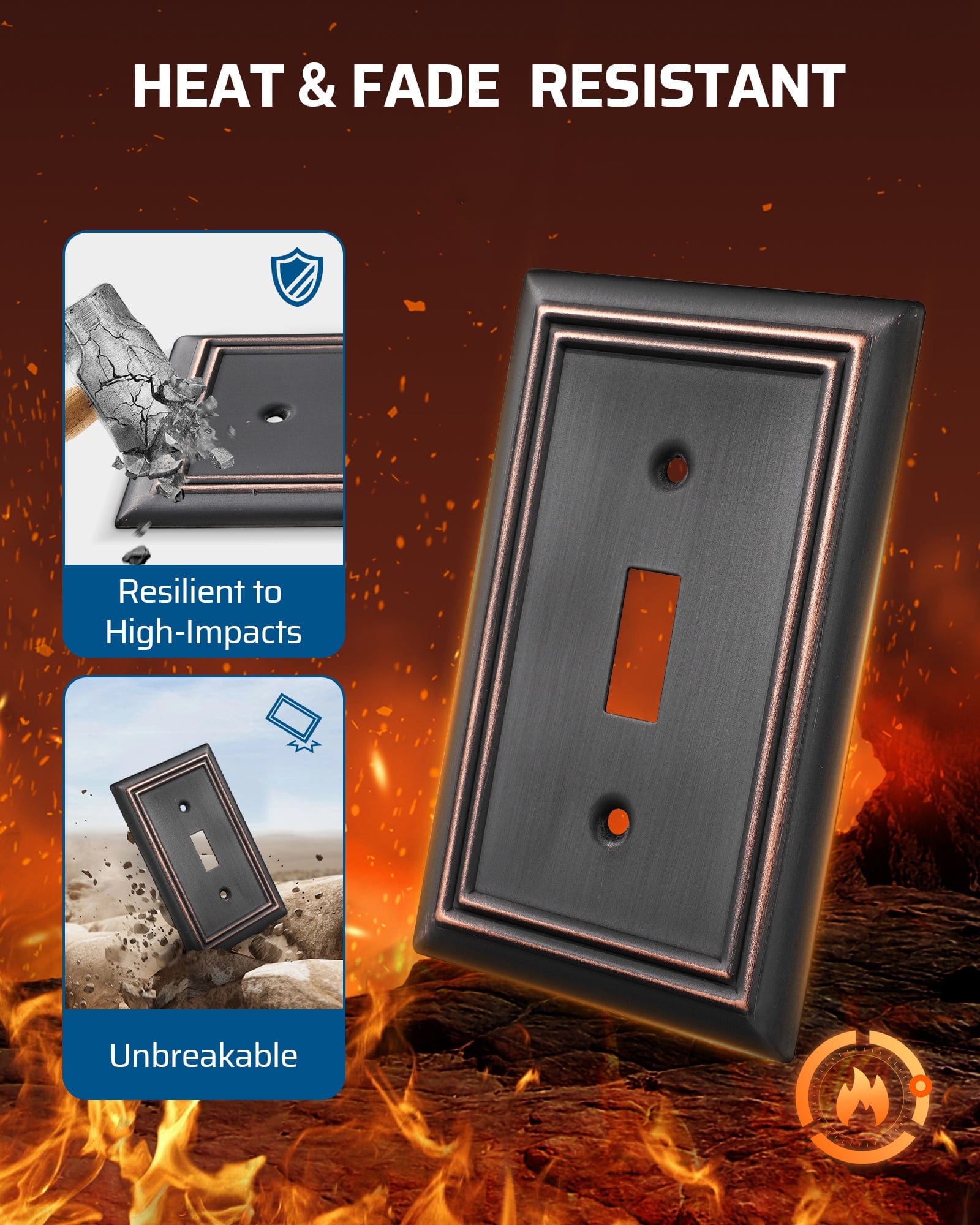 DEWENWILS Single Toggle Wall Plates, Aged Bronze Metal Light Switch Cover Plates, 4.92" x 3.14" Outlet Wall Plates, Switch Plate Covers for Home Decor, 2 Pack-HTWP12B