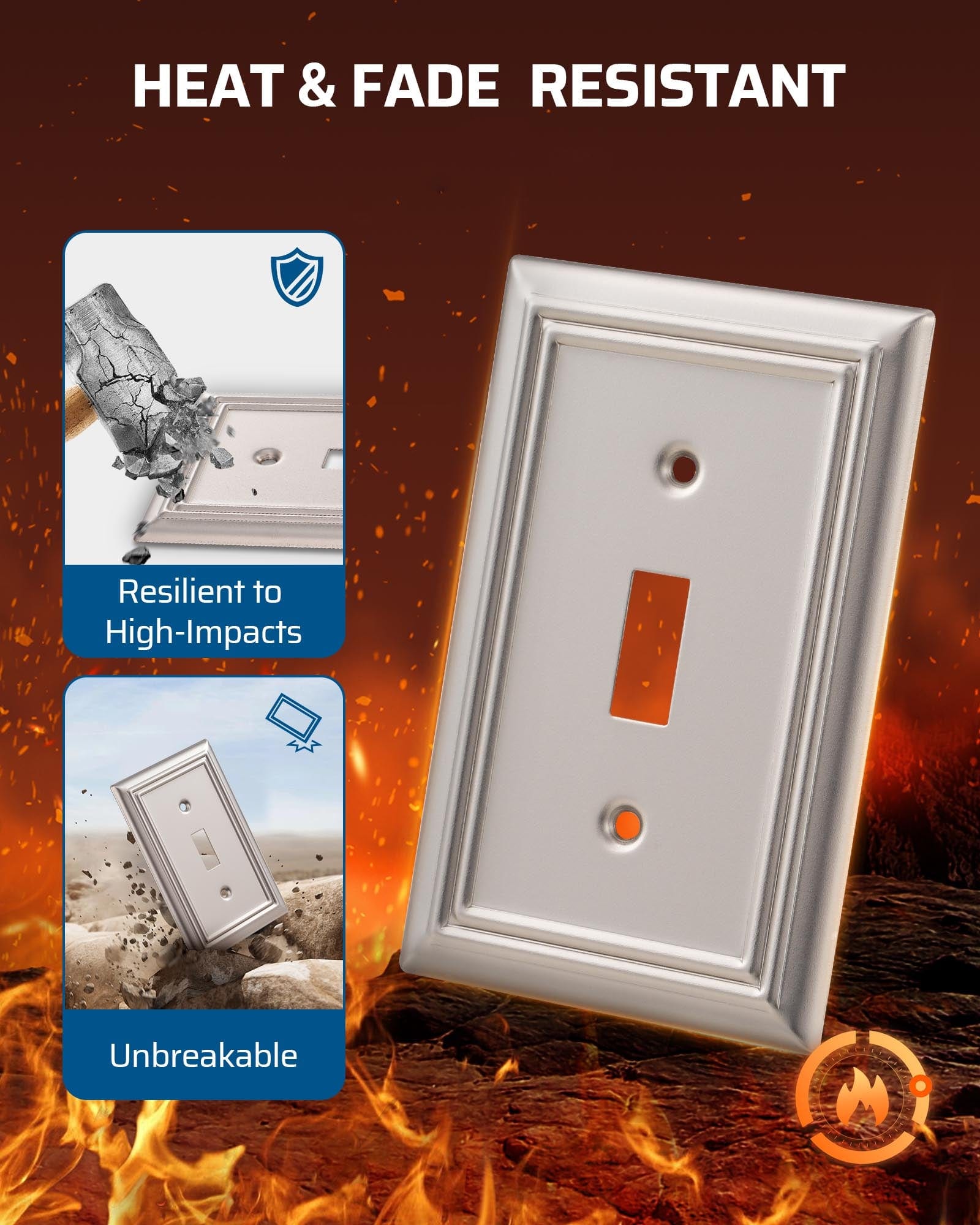 DEWENWILS Single Toggle Wall Plates, Satin Nickel Metal Outlet Covers, 4.92" x 3.14" Switch Plate Cover, Light Switch Cover Plates for Home Decor, 4 Pack-HTWP14F