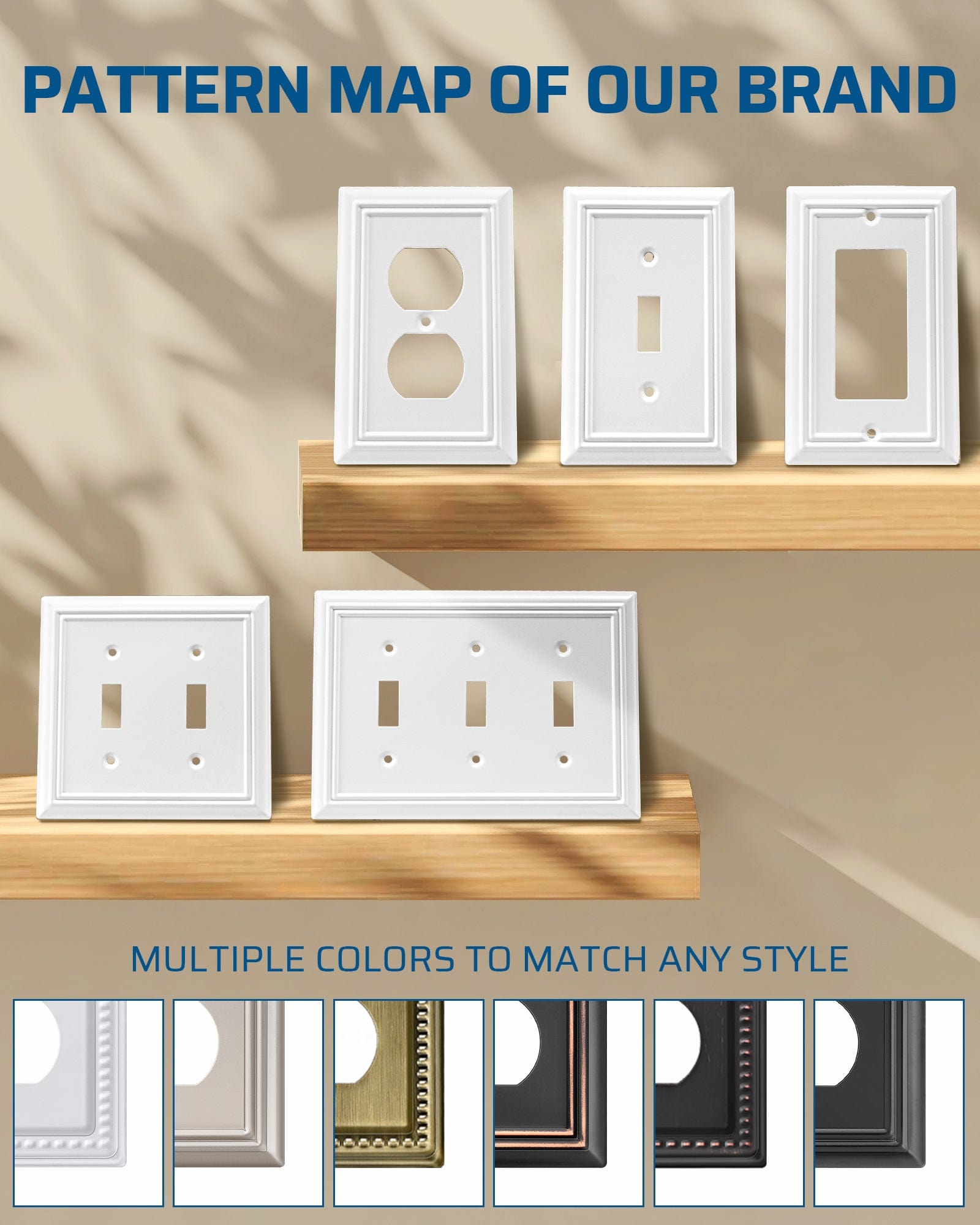 DEWENWILS Triple Toggle Wall Plate, Metal Outlet Cover, Standard Size 3-Gang Light Switch Cover,Durable Receptacle Cover (2 Pack, White)-HTWP32G