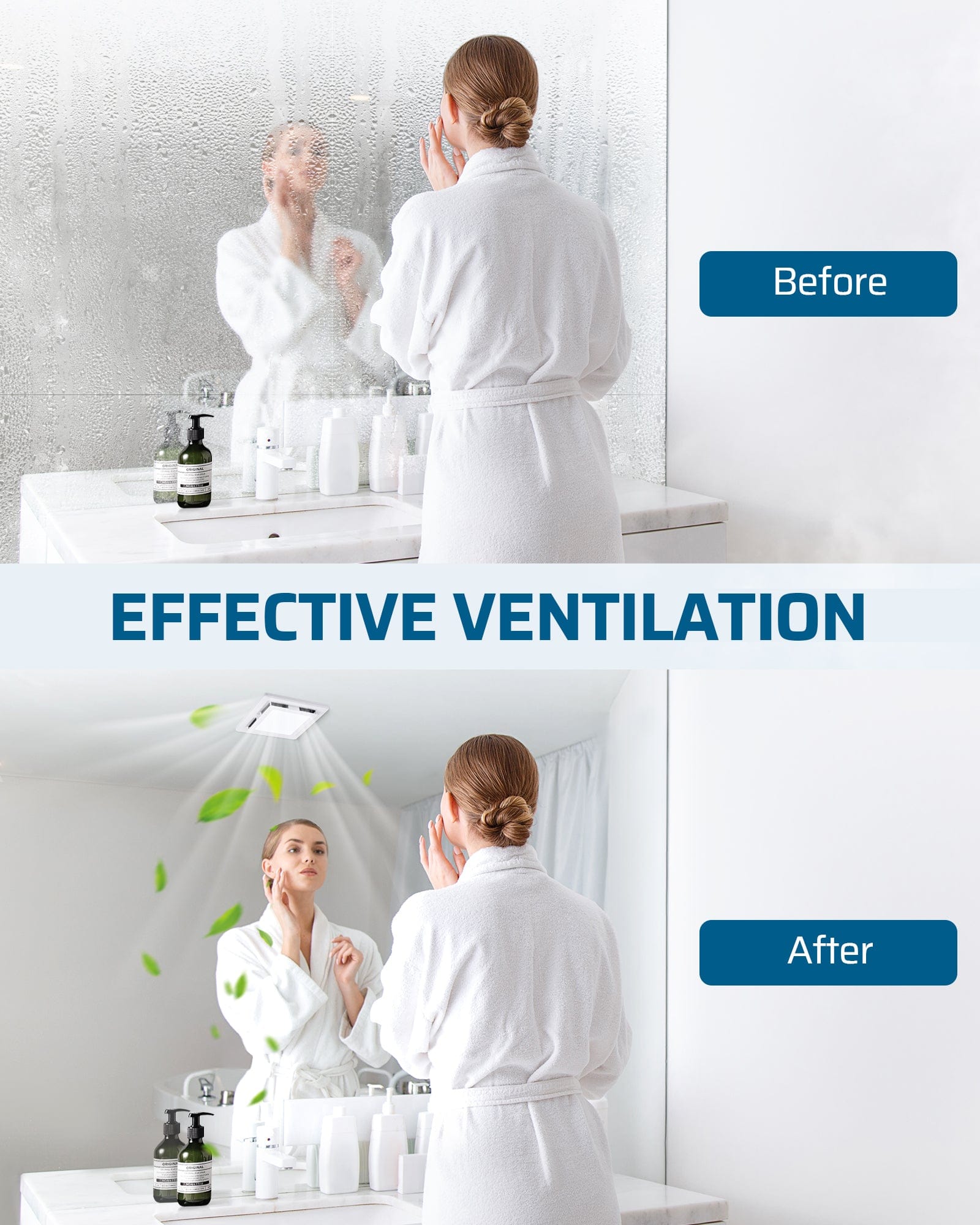 DEWENWILS Bathroom Exhaust Fan with Light, 14W Ceiling Mount Ventilation Fans, 80 CFM 1.5 Sones Bathroom Vent Fan with Light For Home, 800lm LED Light 3000K/4000K/5000K 3CCT Adjustable, White-HVEF02A