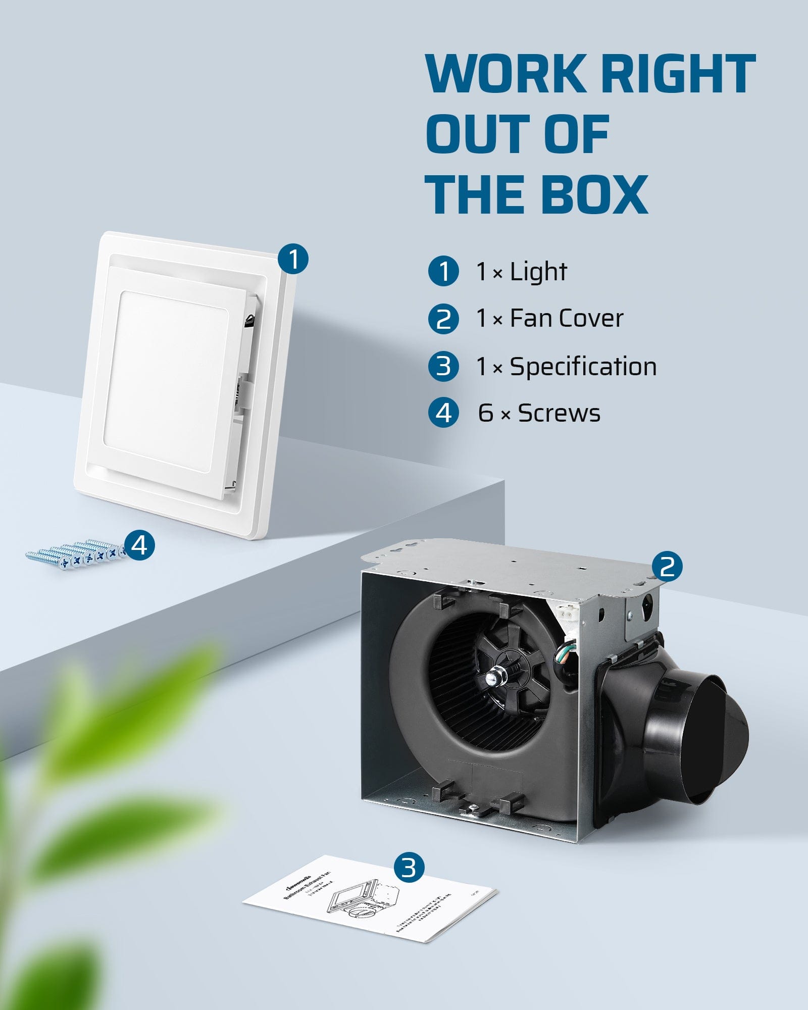 DEWENWILS Bathroom Exhaust Fan with Light, 32W 110CFM Bathroom Vent Fan, 800LM LED Light 3000K/4000K/5000K Selectable, 2.0 Sones Quiet Ceiling Mount Ventilation Fans-HVEF02B