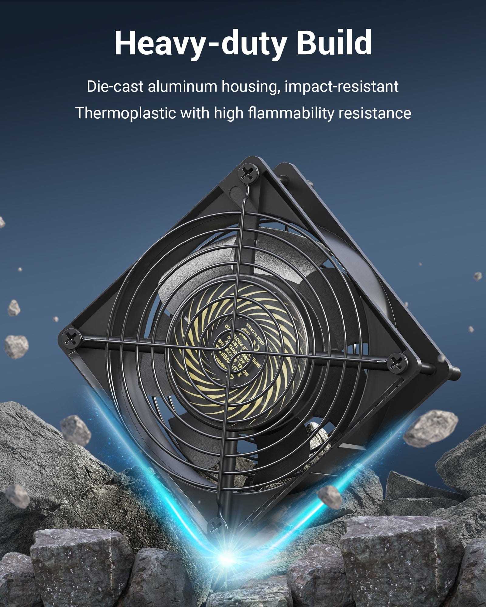DEWENWILS 2 Pack 120V AC Fan, Waterproof Exhaust Fan 120mm, 18W 2850RPM 90CFM, DIY Cooling Fan for Refrigerator, Computer Case, Compressor Engine, Generator-HVEF10A