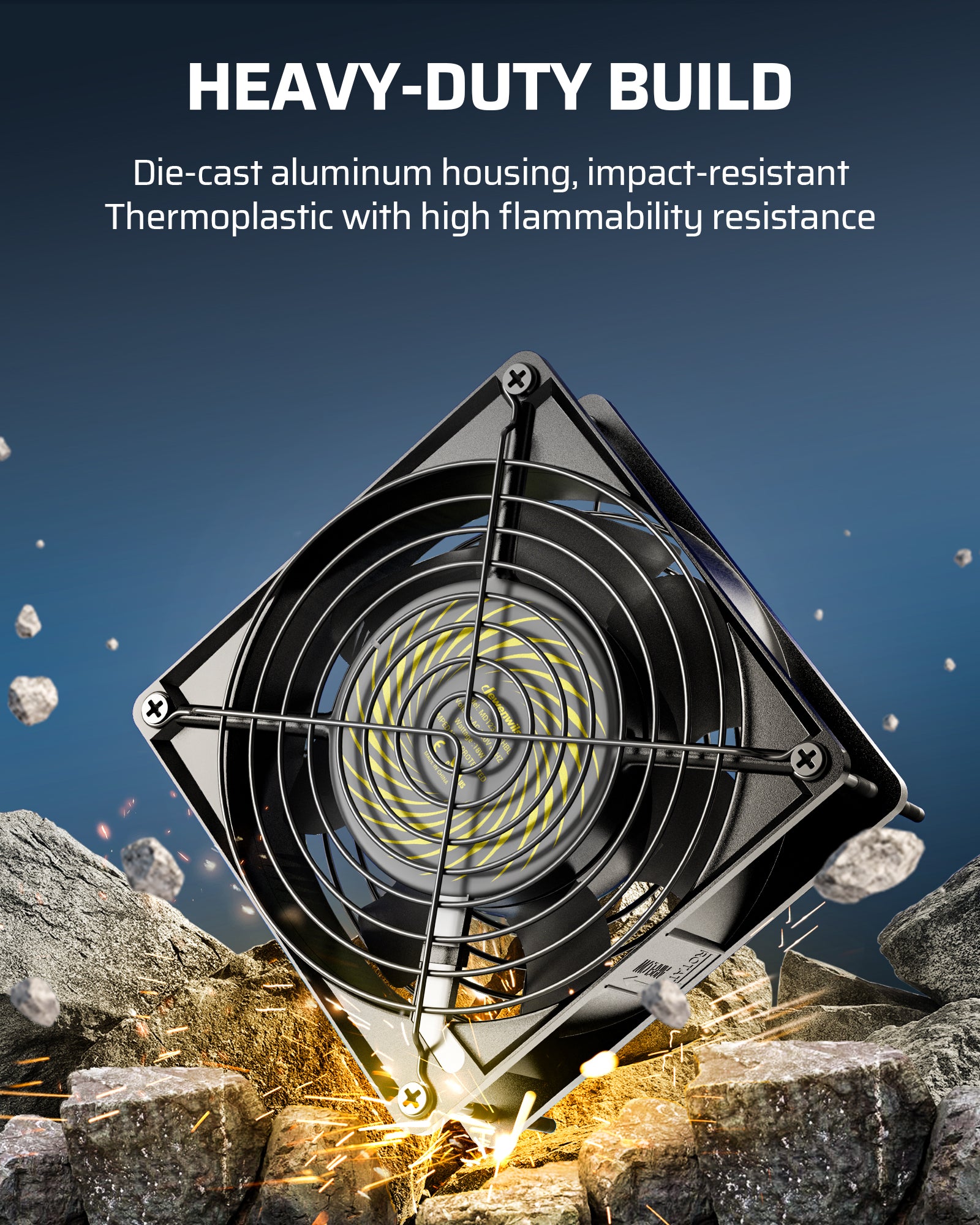 DEWENWILS 120V AC Fan, Waterproof Exhaust Fan 120mm, 18W 2850RPM 90CFM, DIY Cooling Fan for Refrigerator, Computer Case, Compressor Engine, Generator-HVEF10C