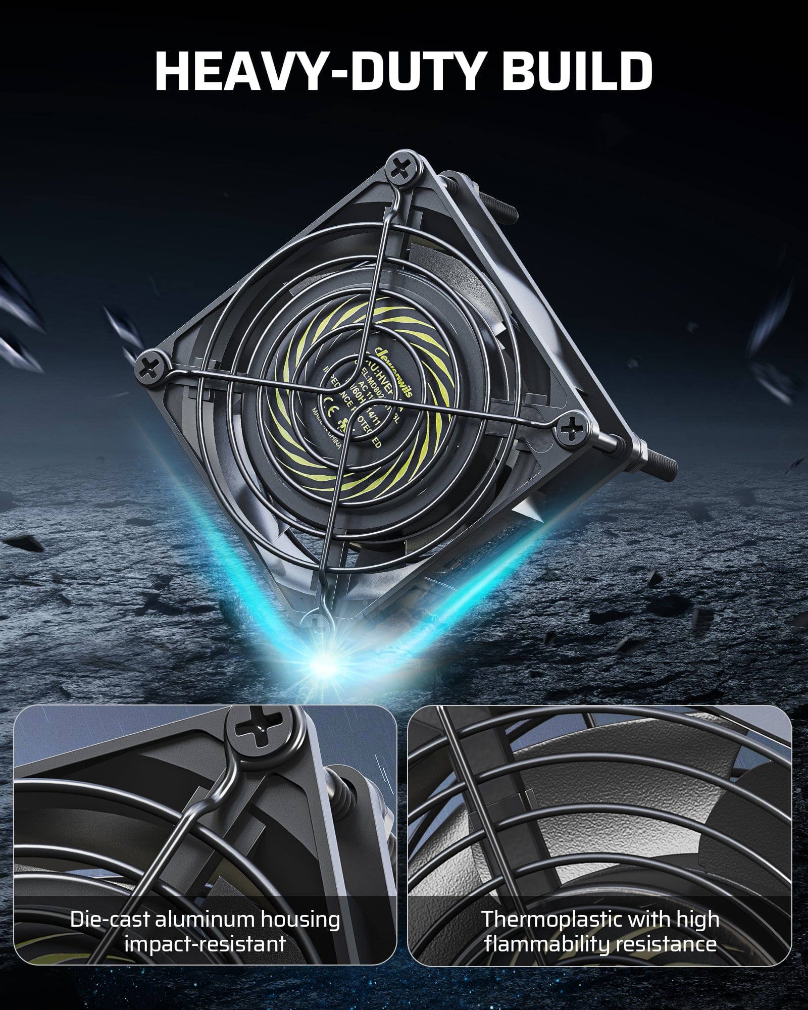 DEWENWILS 80mm Case Fan AC 120V Fan with Speed Control, Quiet DIY Cooling Ventilation Exhaust Fan with 3-in-1 Pigtail, 21CFM, 2 Pack-HVEF11B