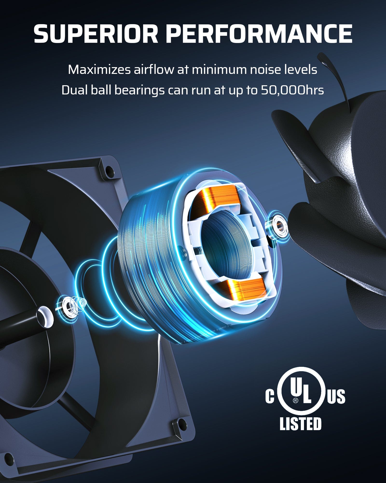 DEWENWILS 80mm Case Fan AC 120V Fan with Speed Control, Quiet DIY Cooling Ventilation Exhaust Fan with 3-in-1 Pigtail, 21CFM, 2 Pack-HVEF11B