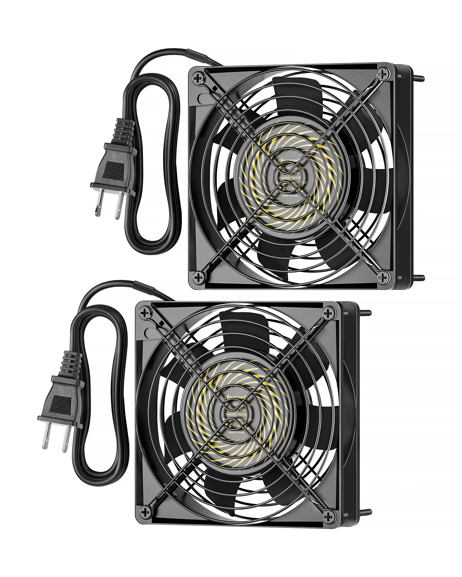 DEWENWILS 2 Pack 120V AC Fan, Waterproof Exhaust Fan 120mm, 13W 2800RPM 60CFM, DIY Cooling Fan for Refrigerator, Computer Case, Compressor Engine, Generator-HVEF12A