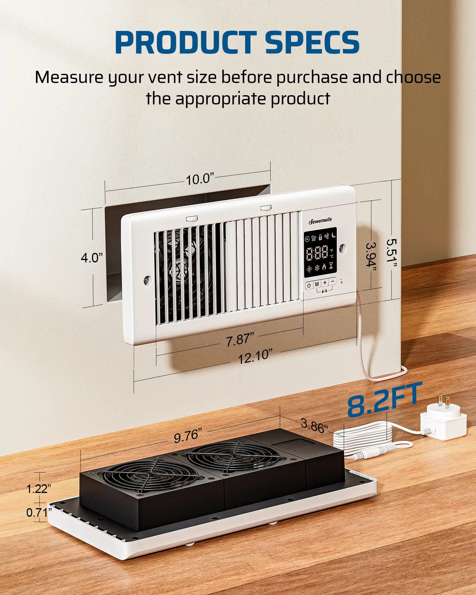 Register Booster Fan dimensions