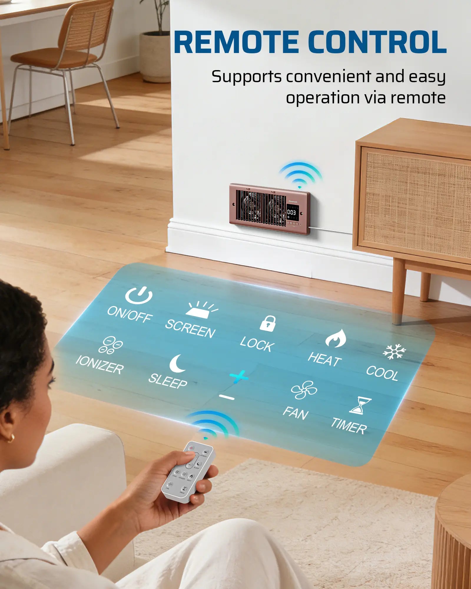 Register Booster Fan: Remote control support enables convenient and easy operation for quick adjustments without manual access to the unit