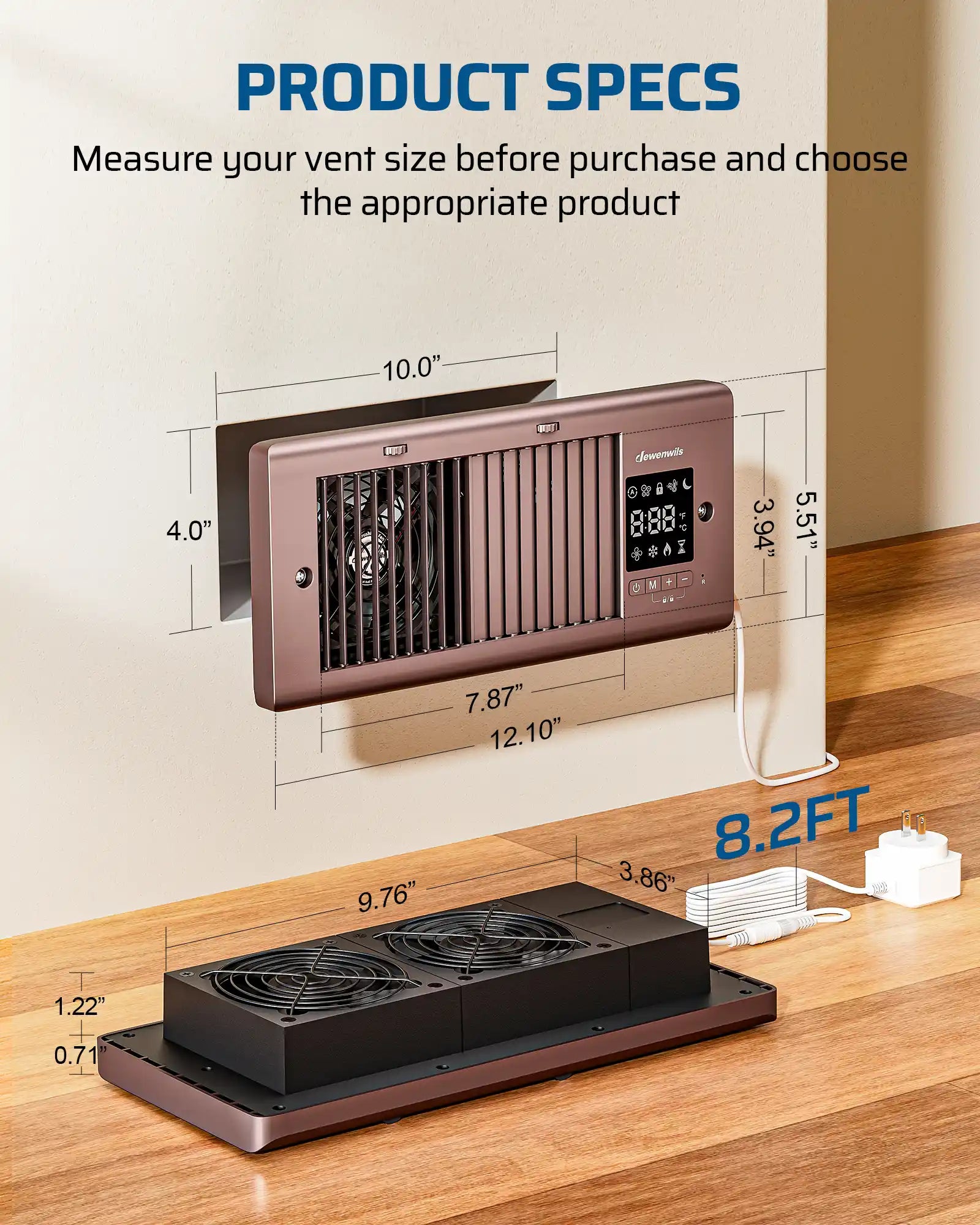 Register Booster Fan dimensions