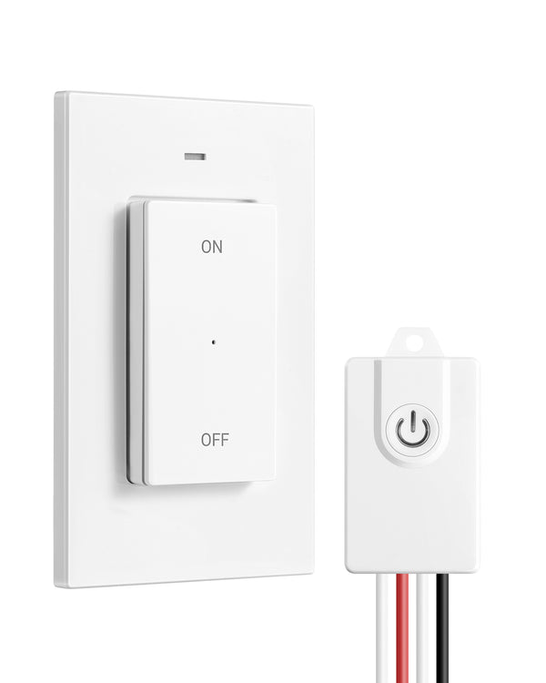 DEWENWILS Wireless Light Switch and Receiver Kit,15A High Power, No in-Wall Wiring, Remote Control Wall Lighting Switch for Ceiling Light, Fan, Lamp, 100FT Range, Programmable-HWLS11G
