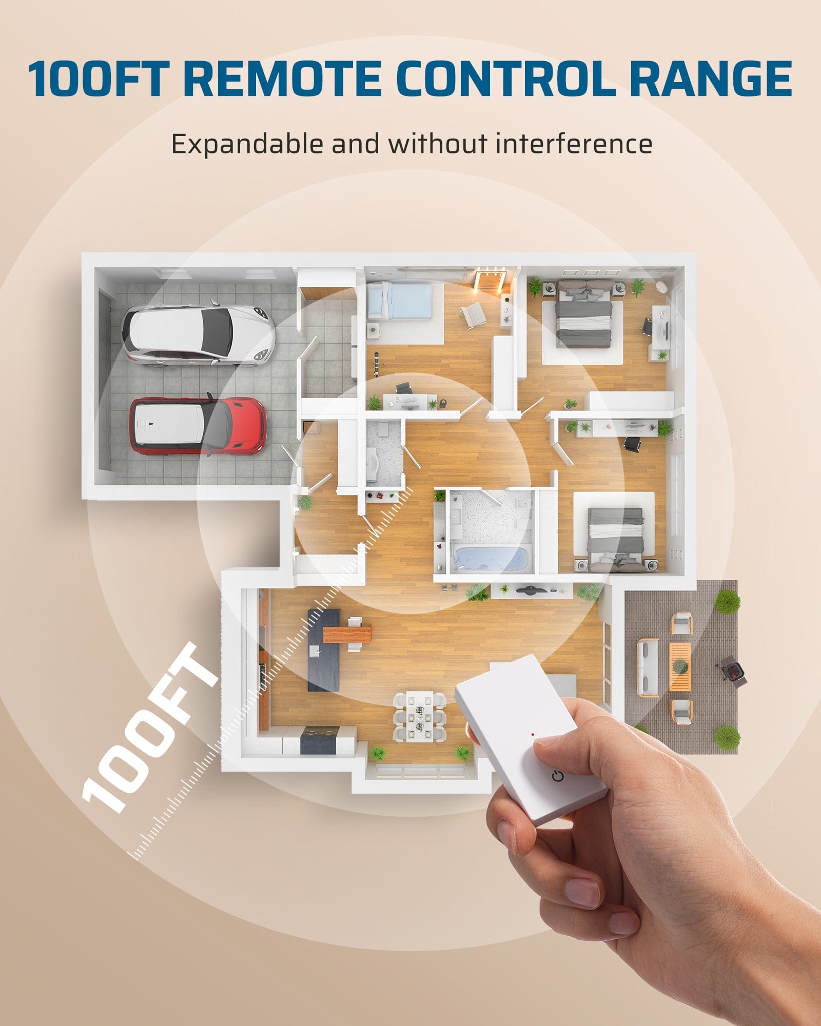 DEWENEILS 3 Way Wireless Light Switch, 125V Wireless Light Switch and Receiver Kit with Magnetic Panel, Ideal for Ceiling Light, Fan, Lamp, 100FT Range, Neutral Wire Needed-HWLS11H