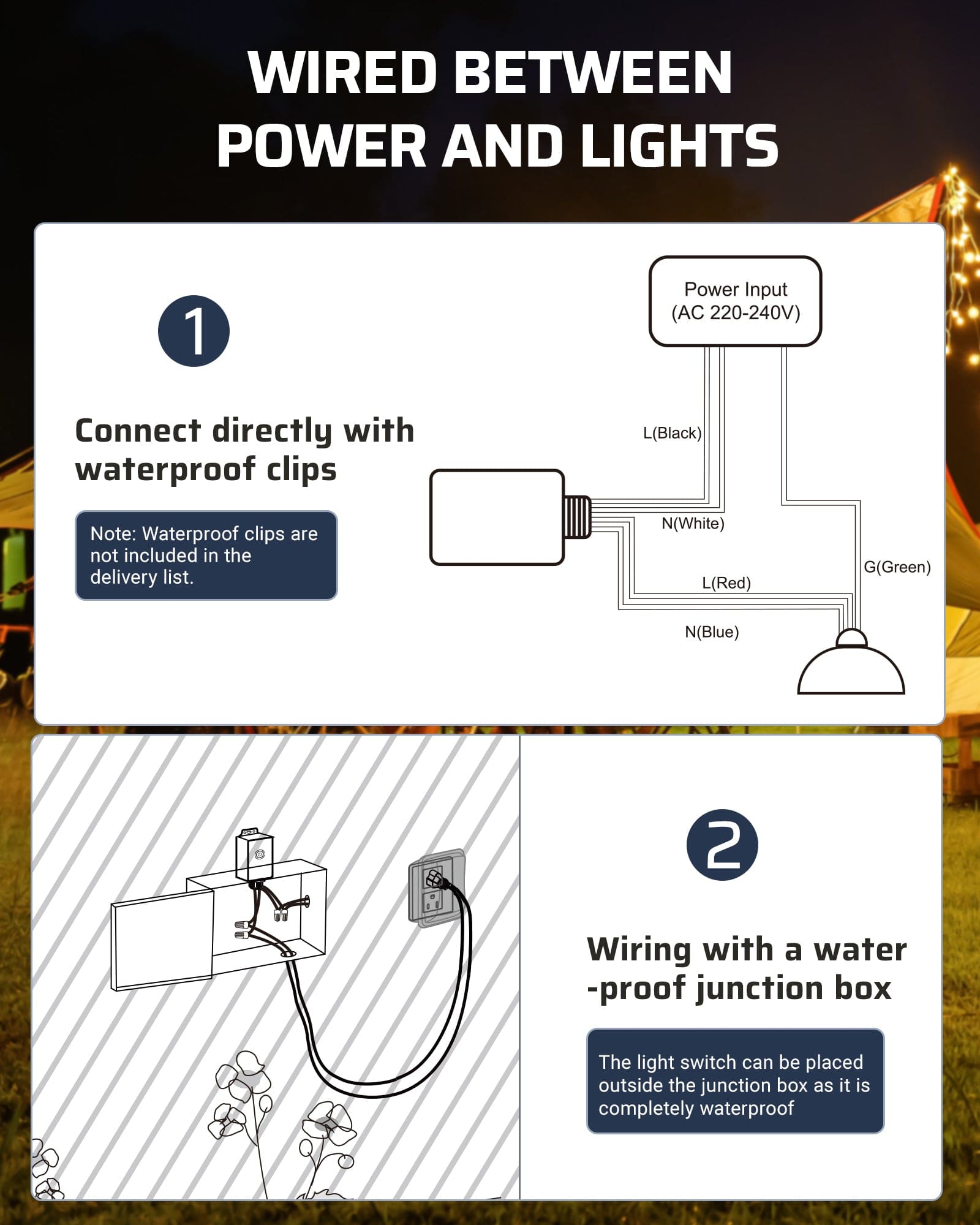 DEWENWILS Wireless Light Switch and Receiver Kit, 15A, No Wiring, 100Ft RF Range, Waterproof Wireless Light Switch, Wireless Remote Light Switch for Outdoor Lighting, Ceiling Lights, White-HWLS11M
