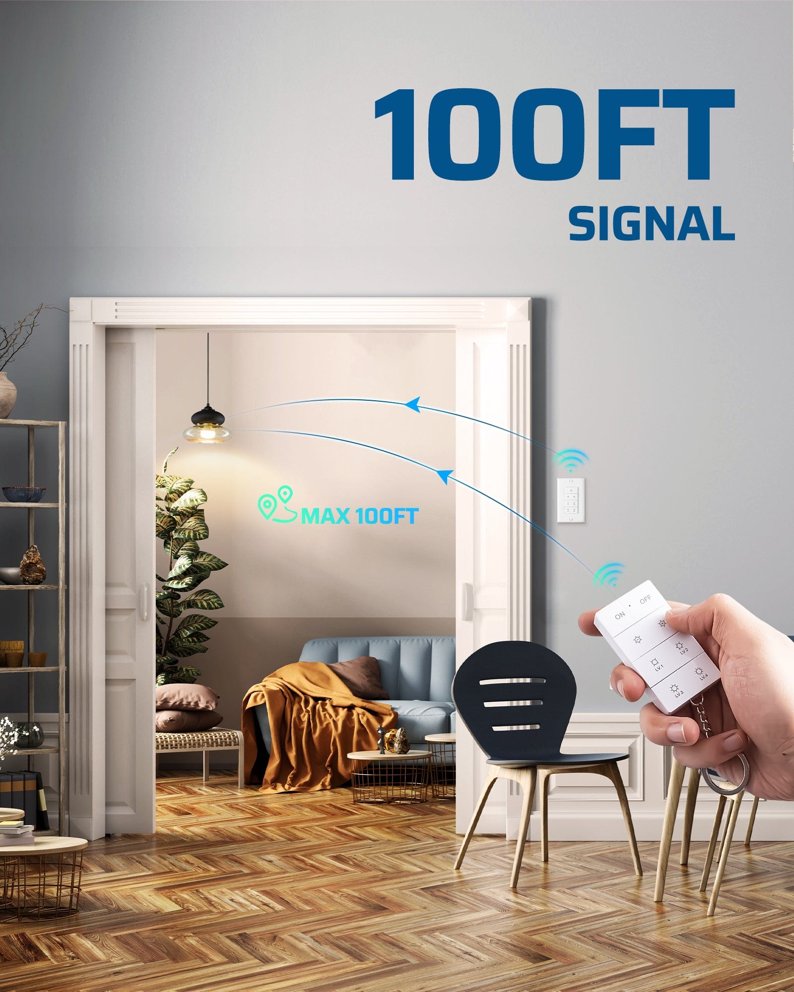 Dimmer switch: 100ft signal range for reliable remote control through walls and doors