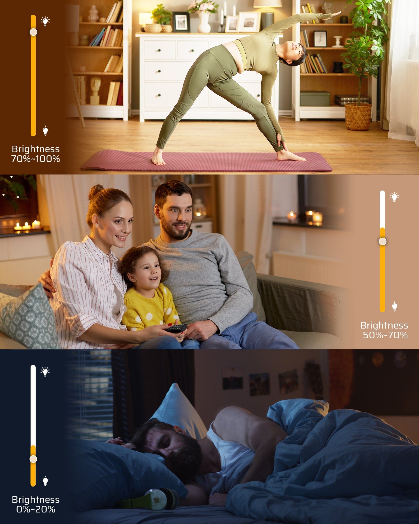 Dimmer switch allows you to adjust different brightness levels to meet the needs of various scenes