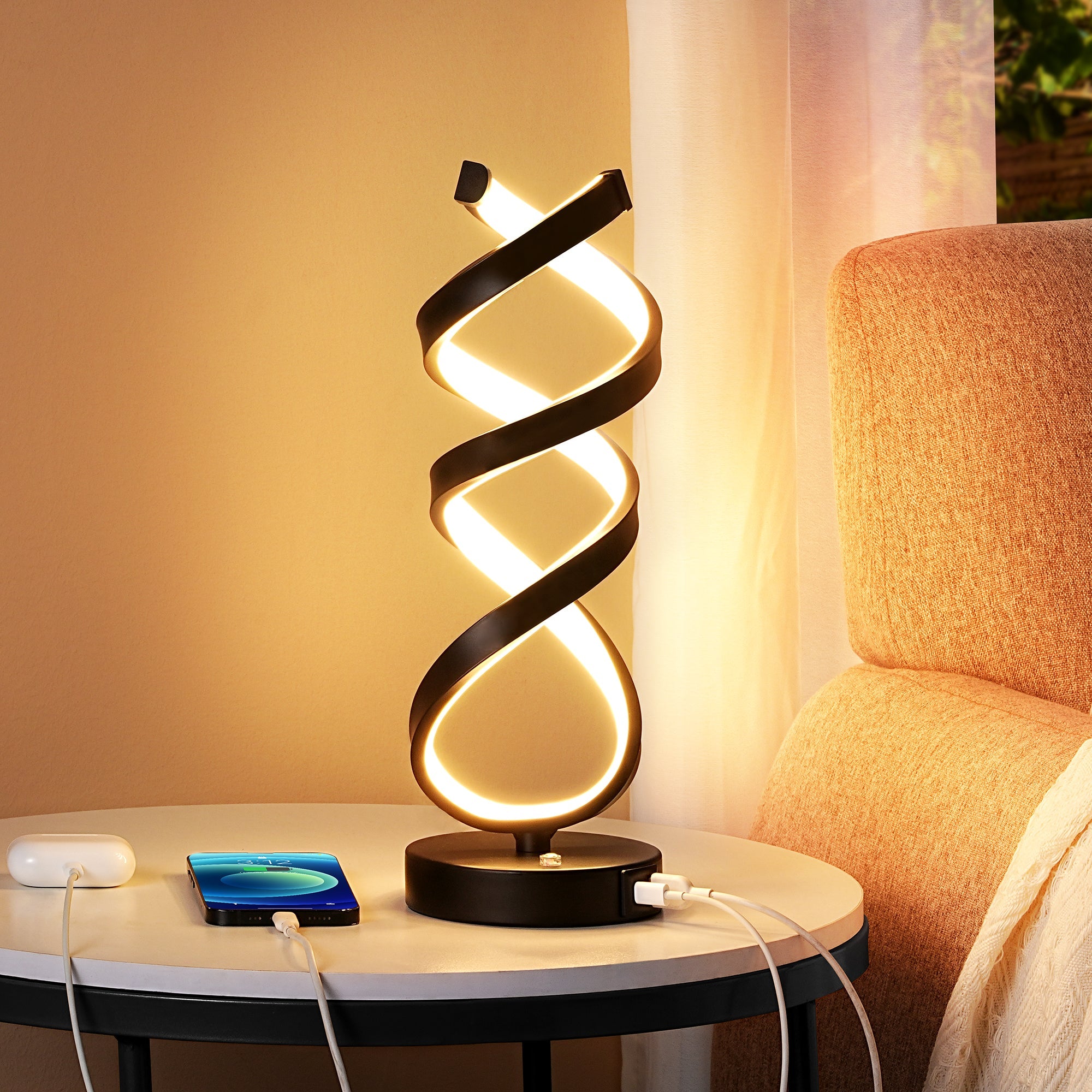 EDISHINE Novelty Touch Control Led Table Lamp With Usb Ports - HWTL02Y