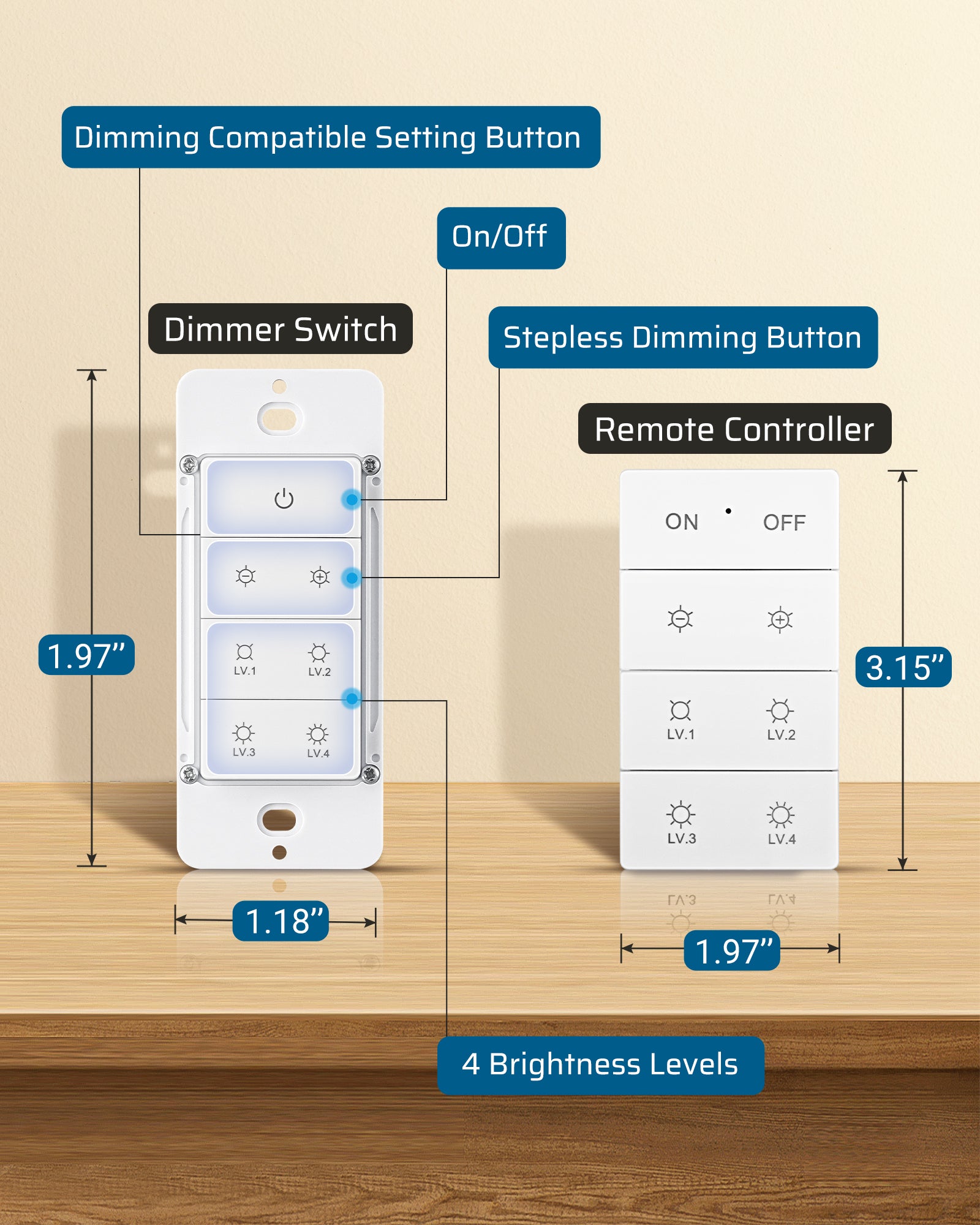 DEWENWILS Smart Dimmer Switch with Remote, Single-Pole, Needs Neutral Wire, 2.4GHz Wi-Fi Electrical Light Dimming Switch Works with Alexa & Google Home, Remote/WiFi Smart Control Dimmer-HWWD01B1