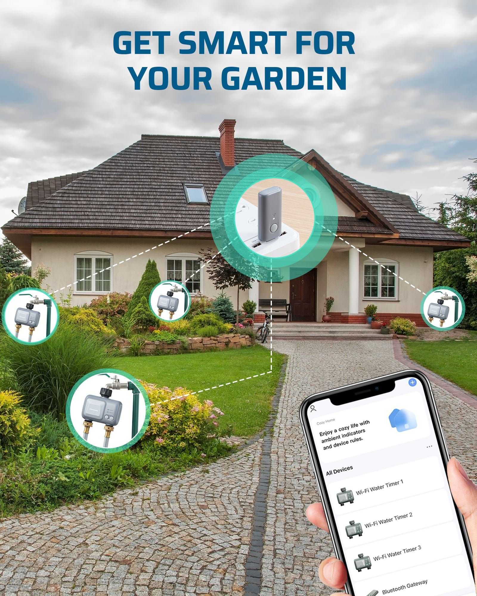 DEWENWILS WiFi Sprinkler Timer 2 Zone, Automatic Irrigation System, APP Control, Rain Delay & Manual Watering-HWWT02A