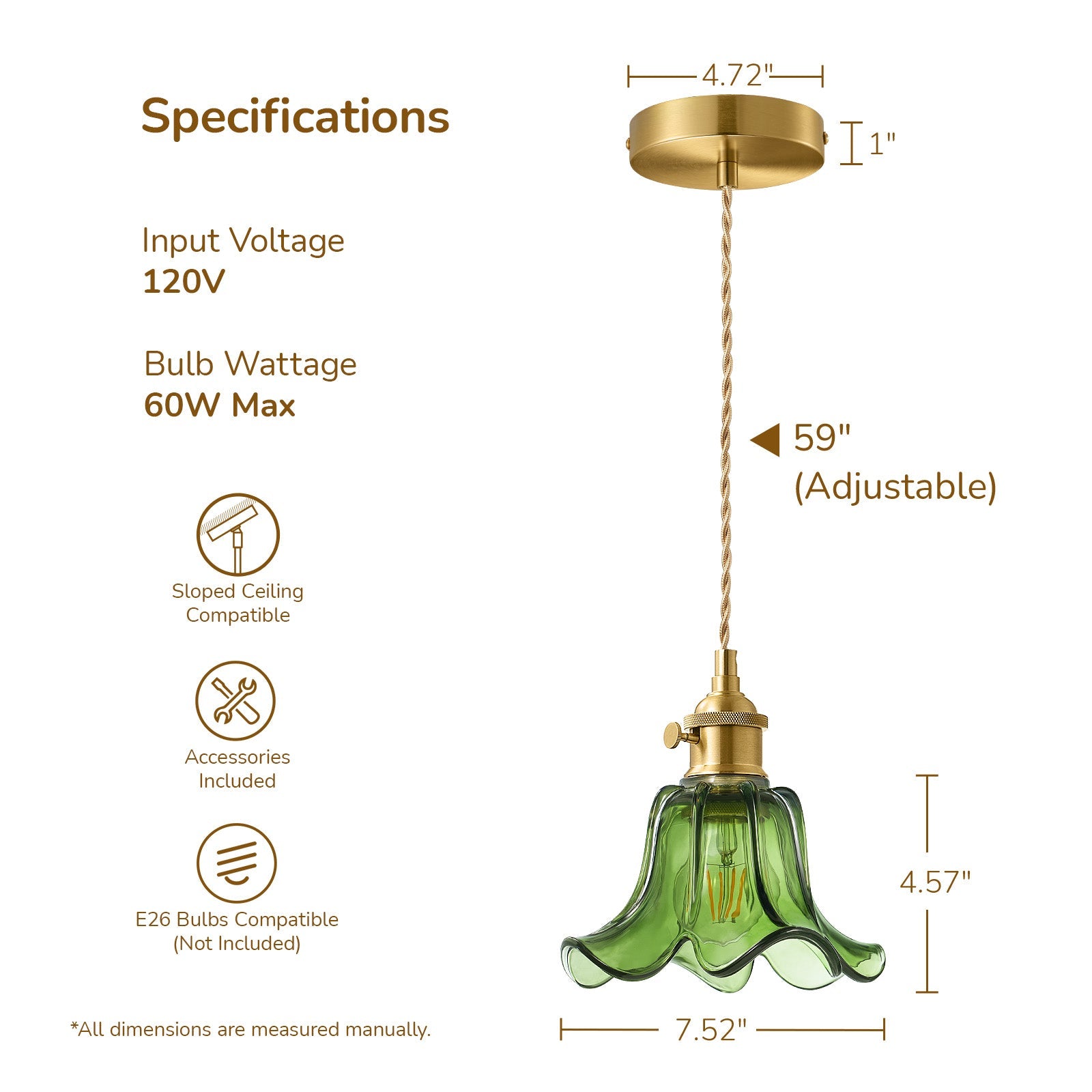 Mid-Century Adjustable Floral Pendant Light