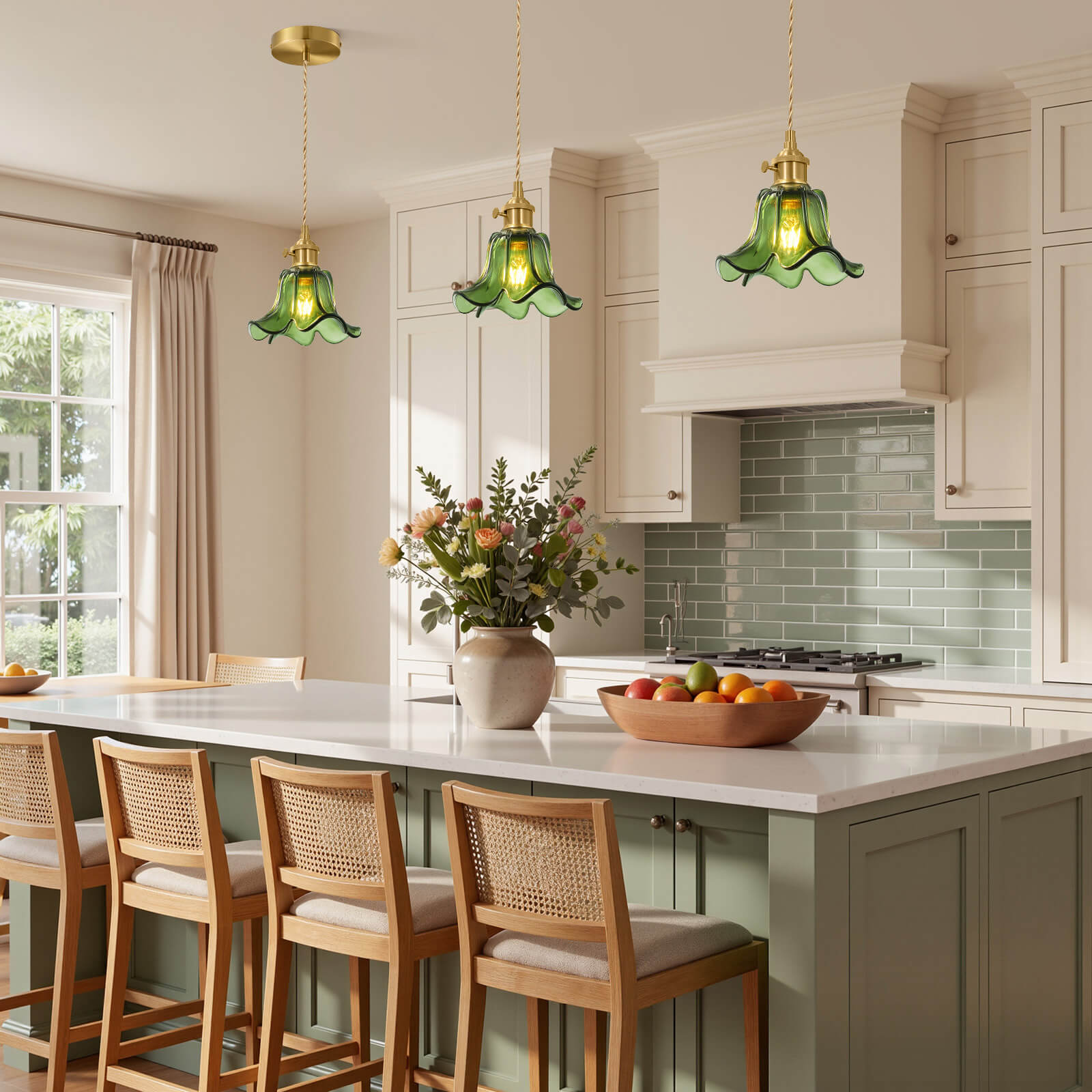 Mid-Century Adjustable Floral Pendant Light