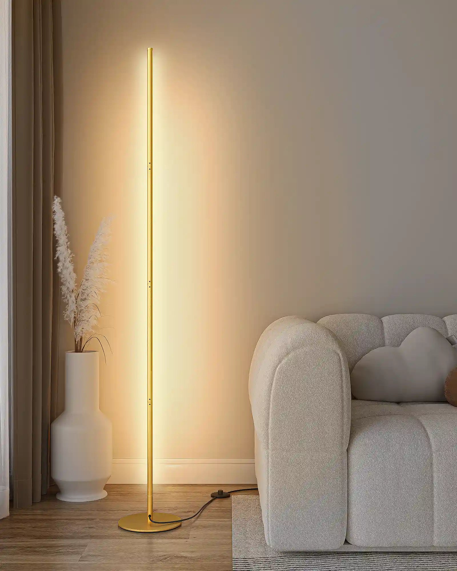 Modern Minimalist Adjustable-Height Dimmable LED Corner Floor Lamp with Remote Control