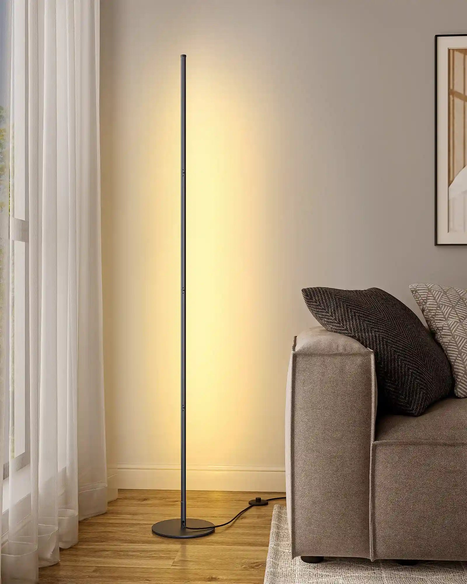 Modern Minimalist Adjustable-Height Dimmable LED Corner Floor Lamp with Remote Control