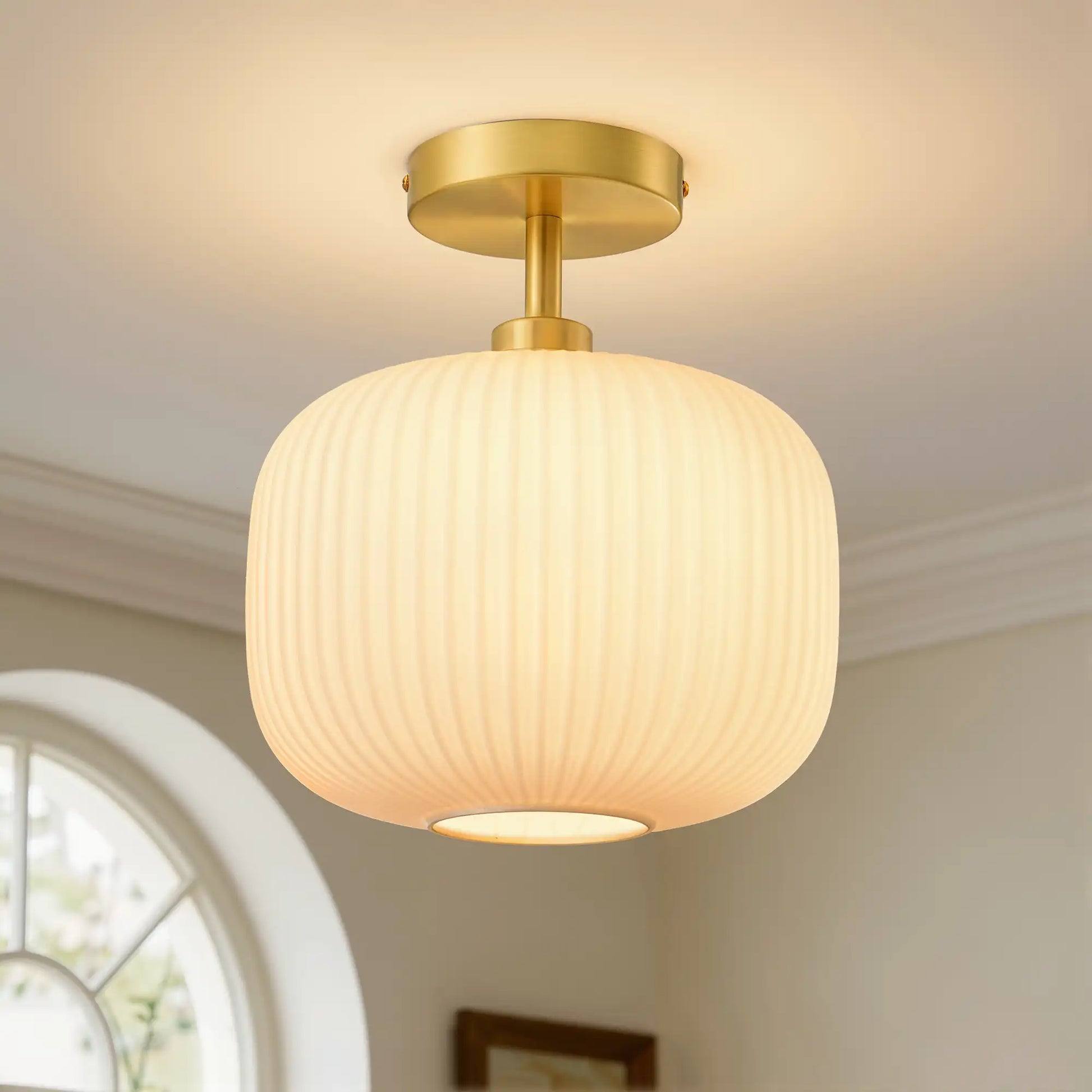 Modern White Glass Flush Mount (10")