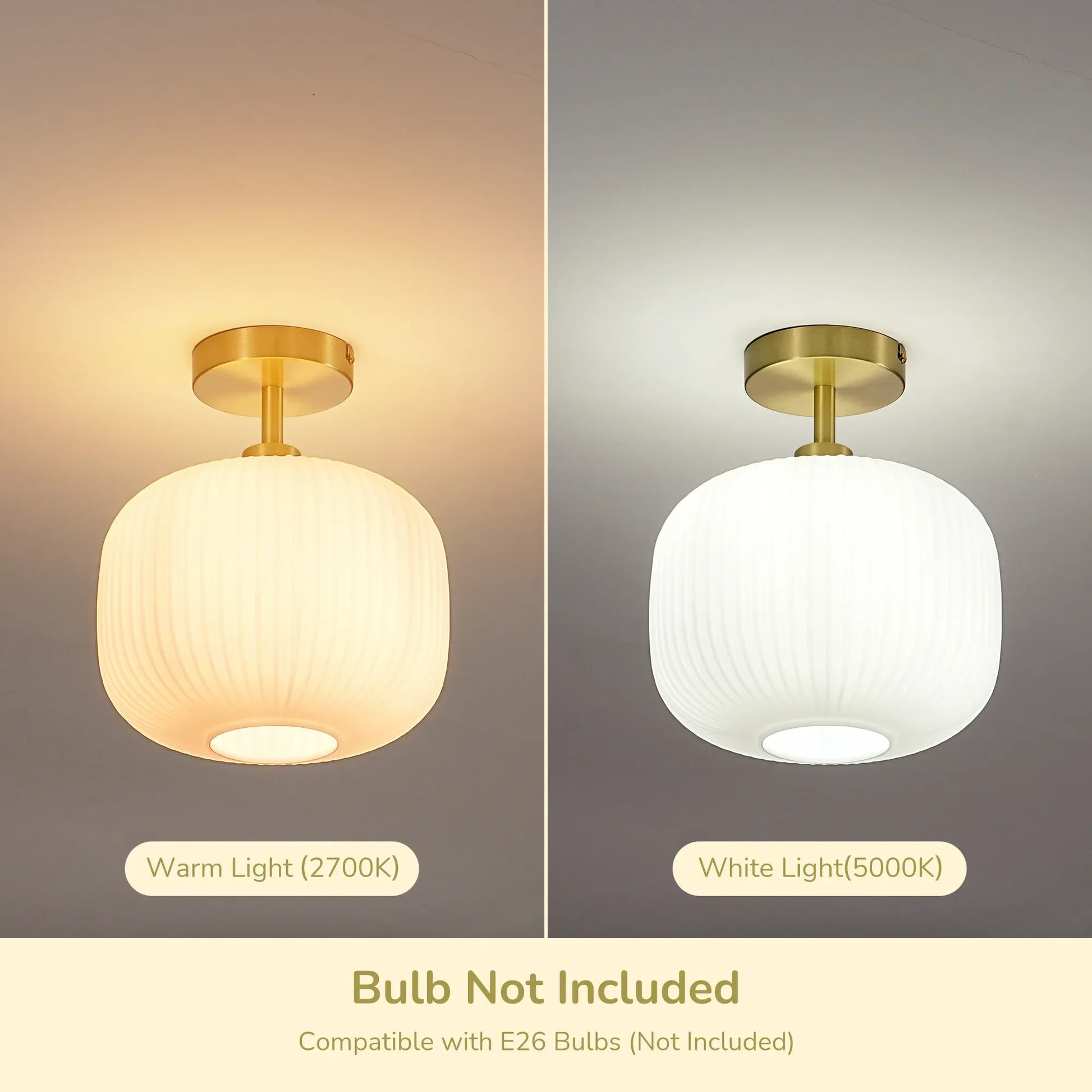 Modern White Glass Flush Mount (10")