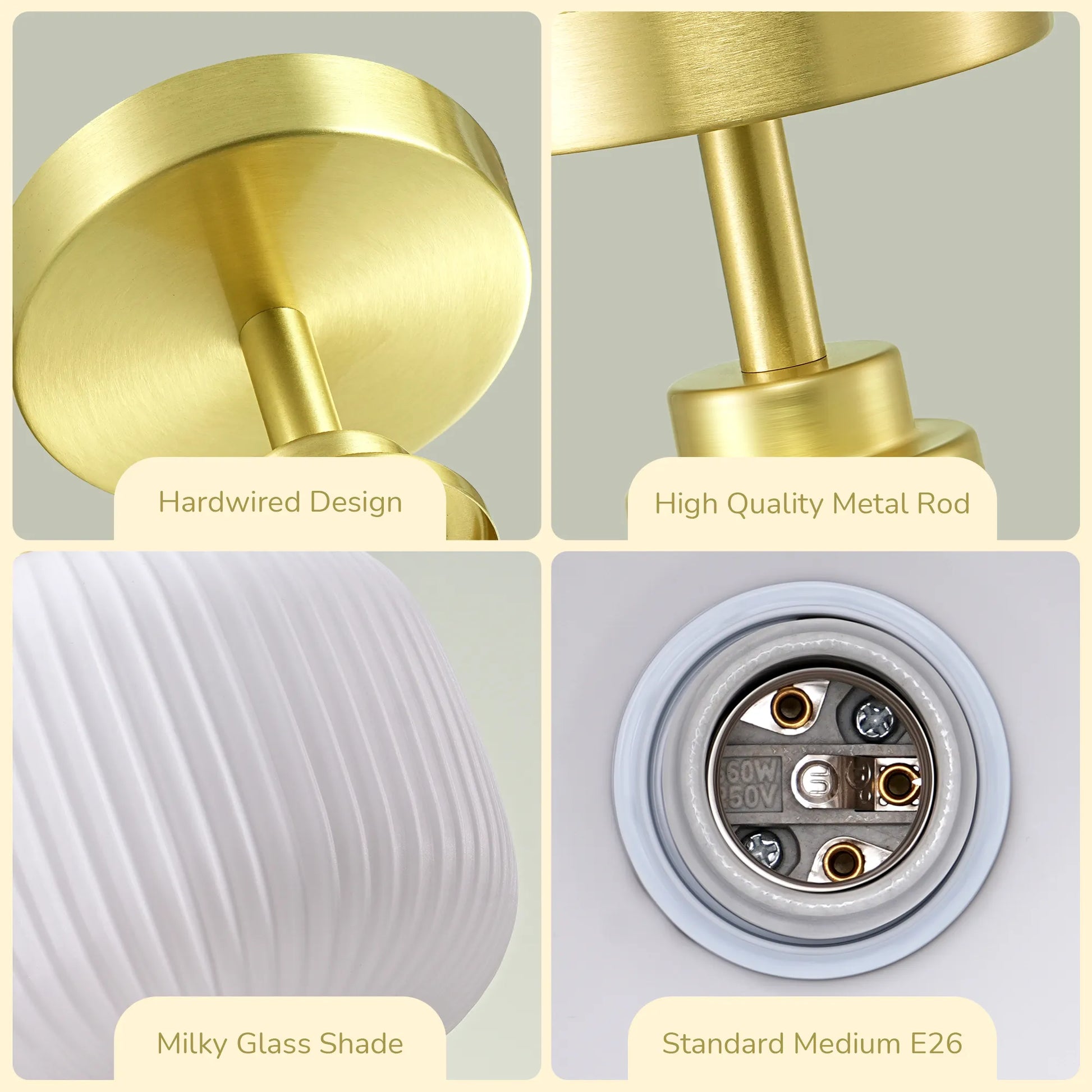Modern White Glass Flush Mount (10")