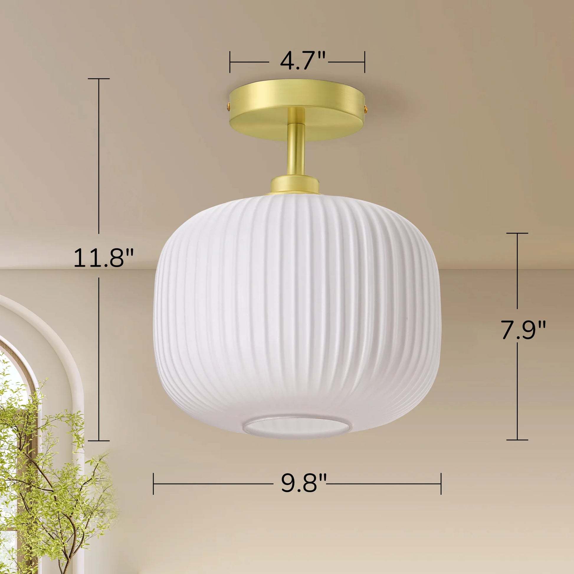 Modern White Glass Flush Mount (10")